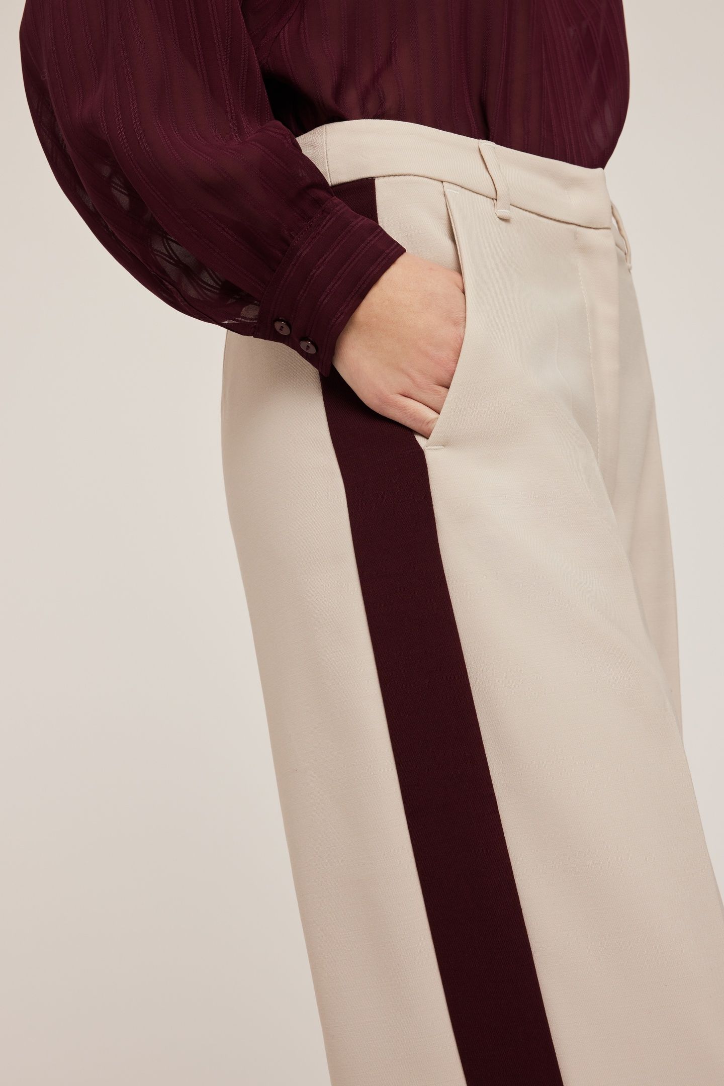 PALAZZO TROUSERS WITH SIDE BAND BEIGE 5