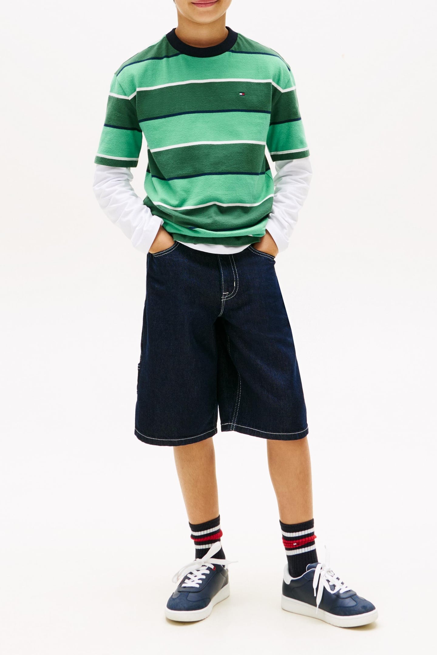 BOYS RUGBY STRIPE T-SHIRT BAHAMA GREEN STRIPE 1