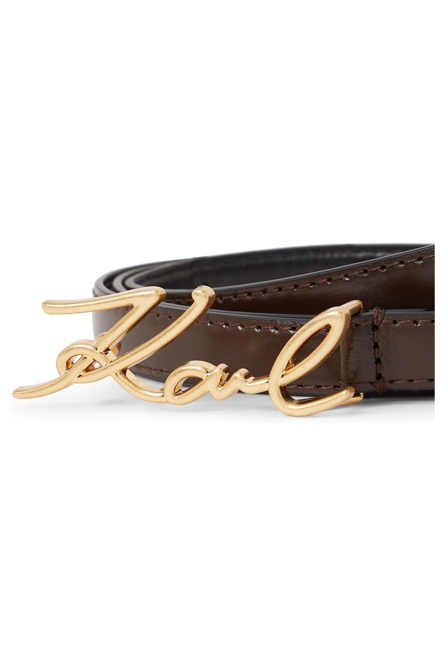 K/SIGNATURE SMALL BUCKLE BELT DARK CHOCOLATE 2