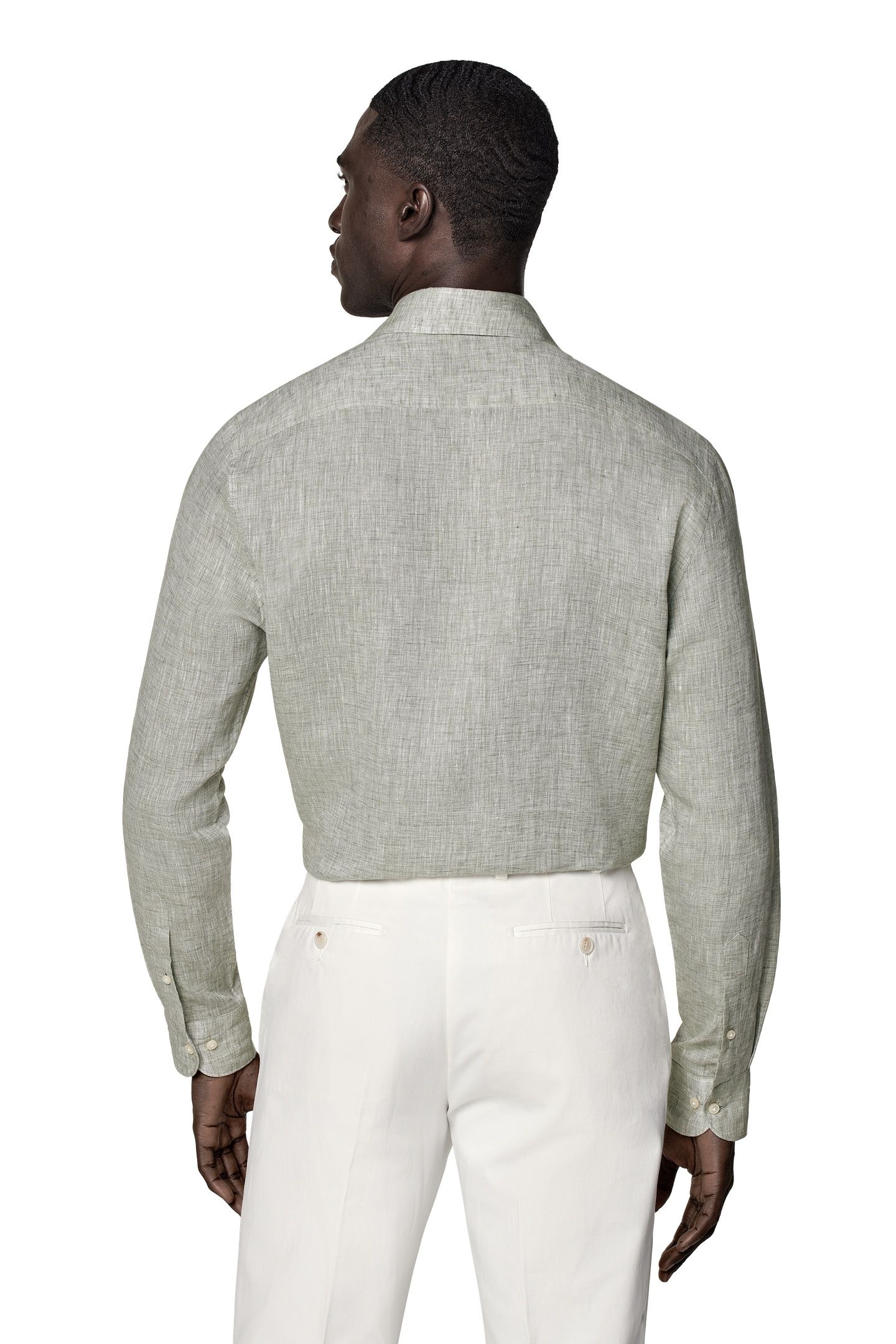 PURE LINEN OLIVE CASUAL SHIRTS LIGHT GREEN 5