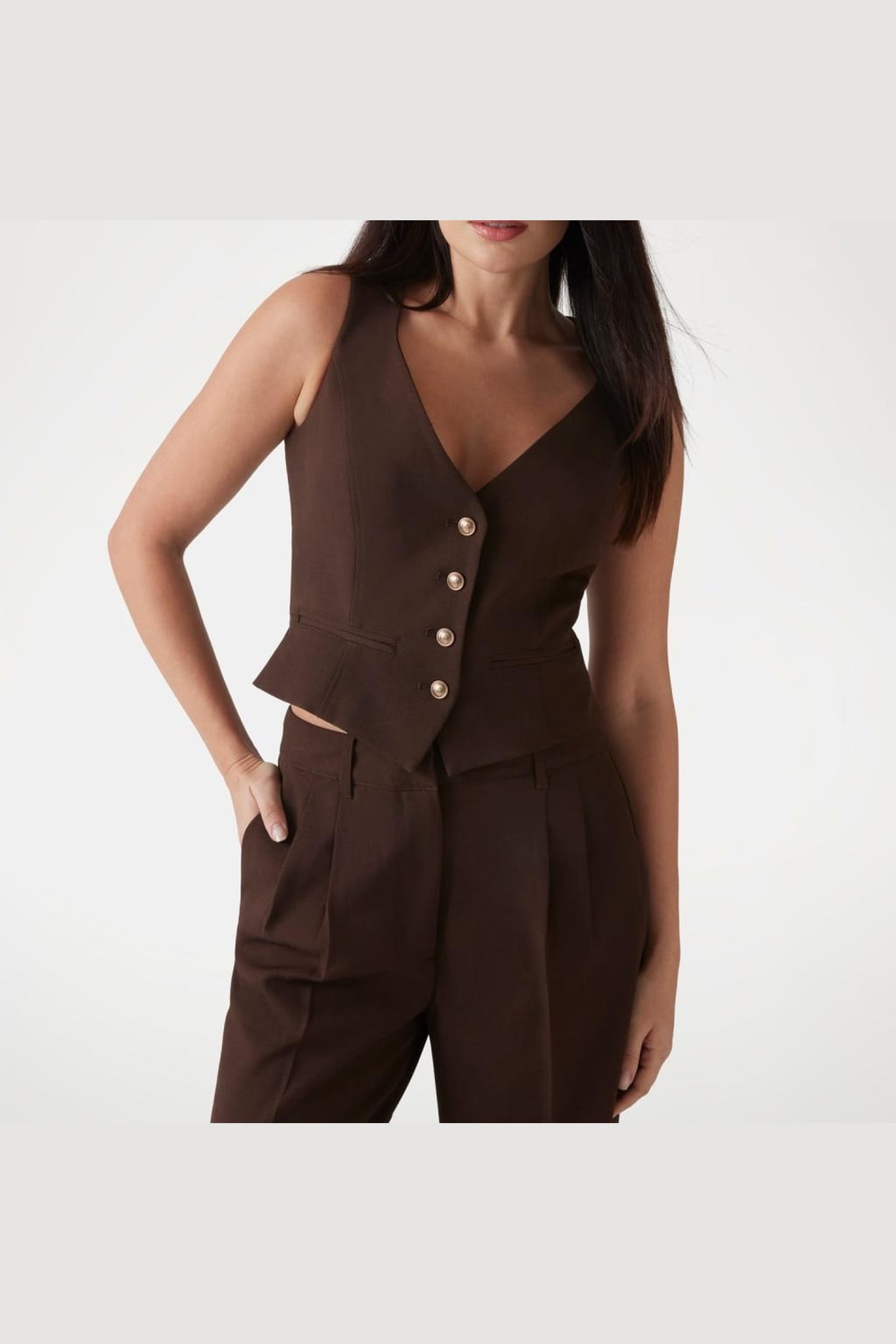 GUESS ECO MATEA SUIT VEST REGAL BROWN MULTI 3