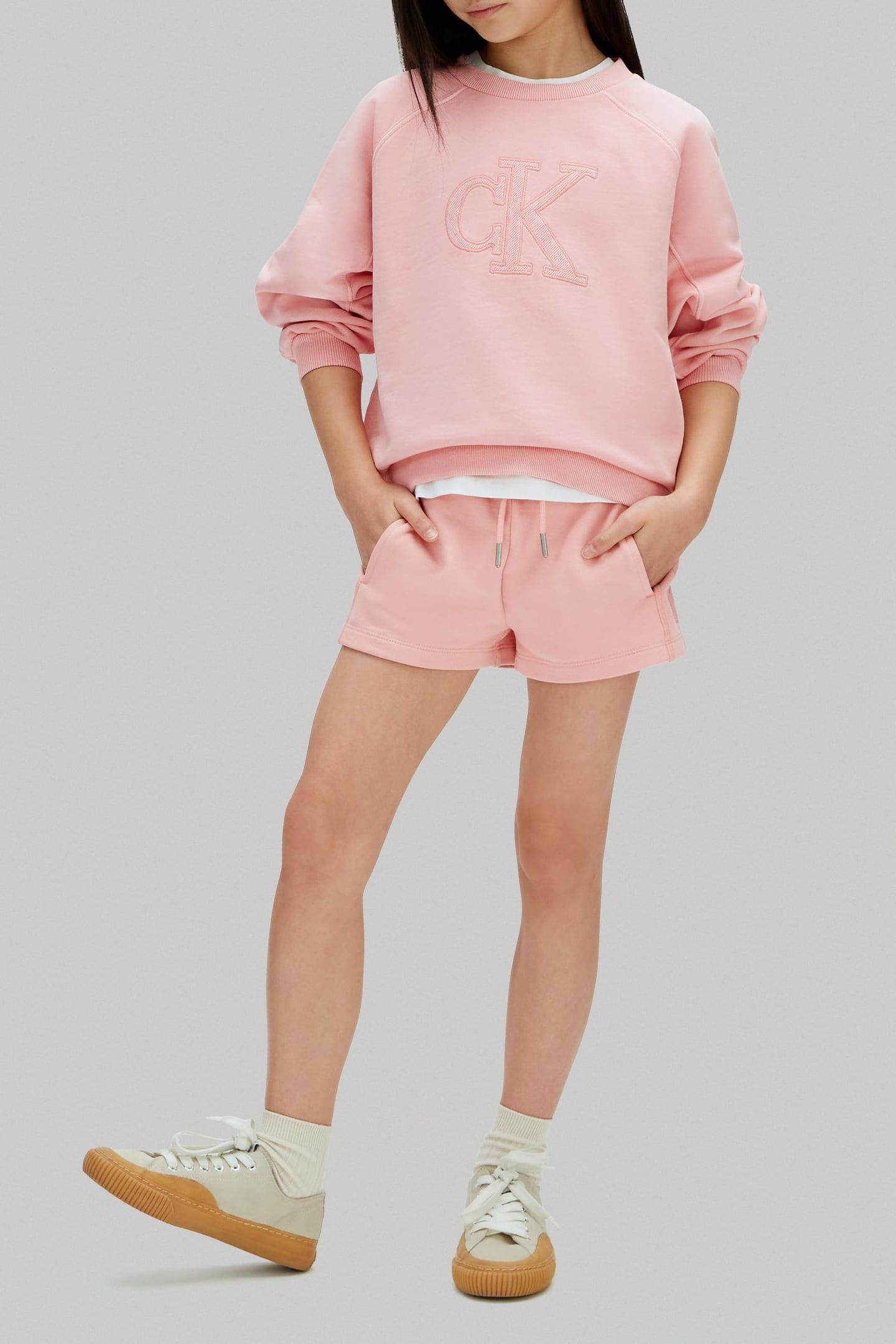 GIRLS CK FRENCH TERRY SHORTS QUARTZ PINK 1