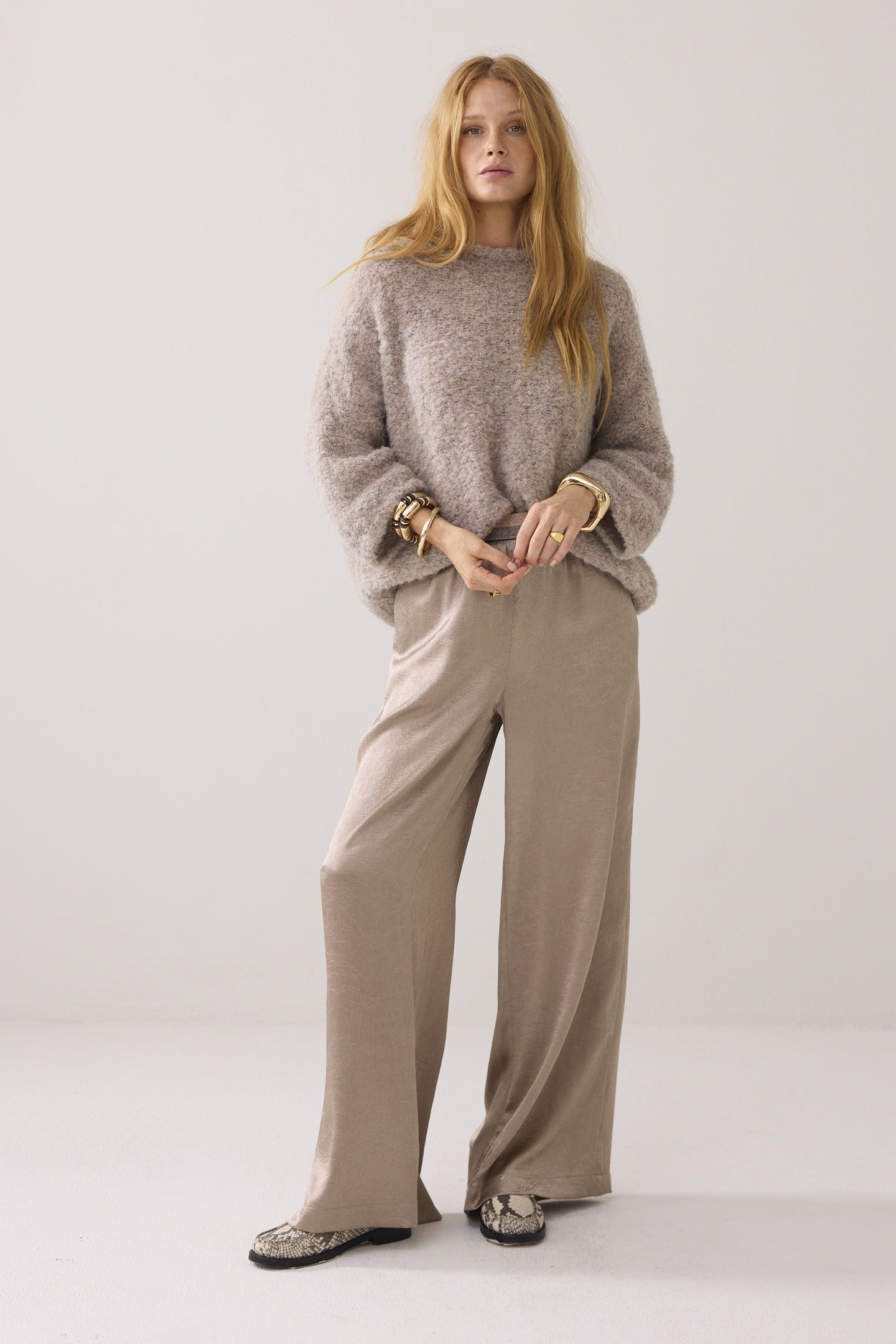 TROUSERS CRINKLE SATIN FUNGHI 1