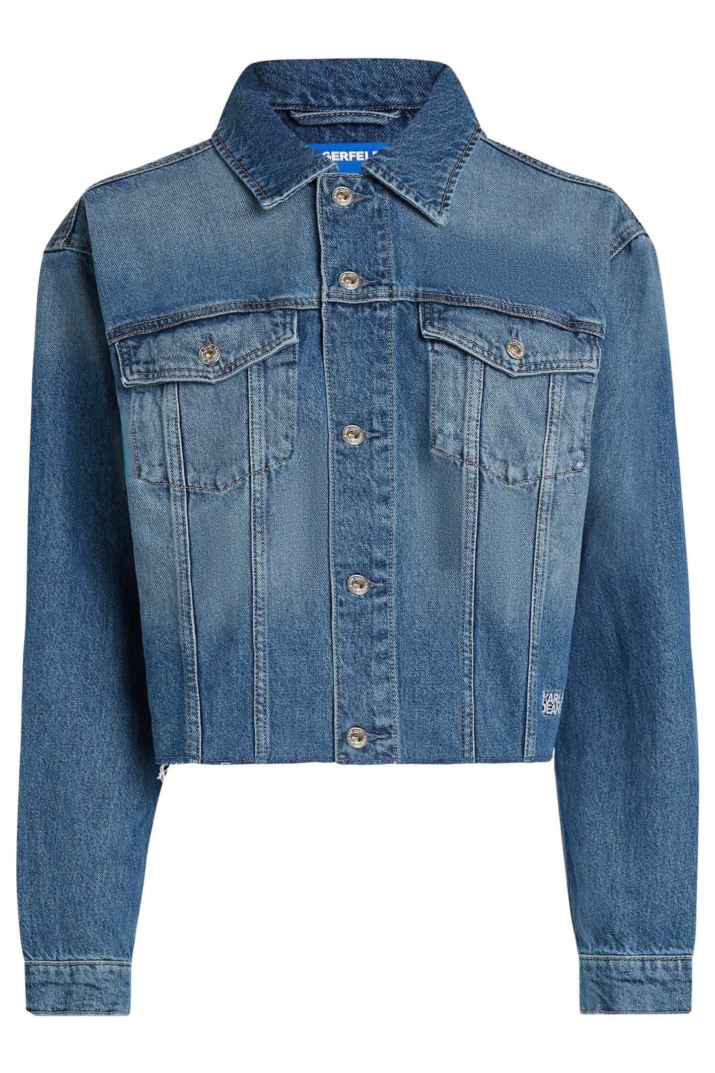 RELAXED FRINGED DENIM JKT STONE WASHED MID BLUE 3