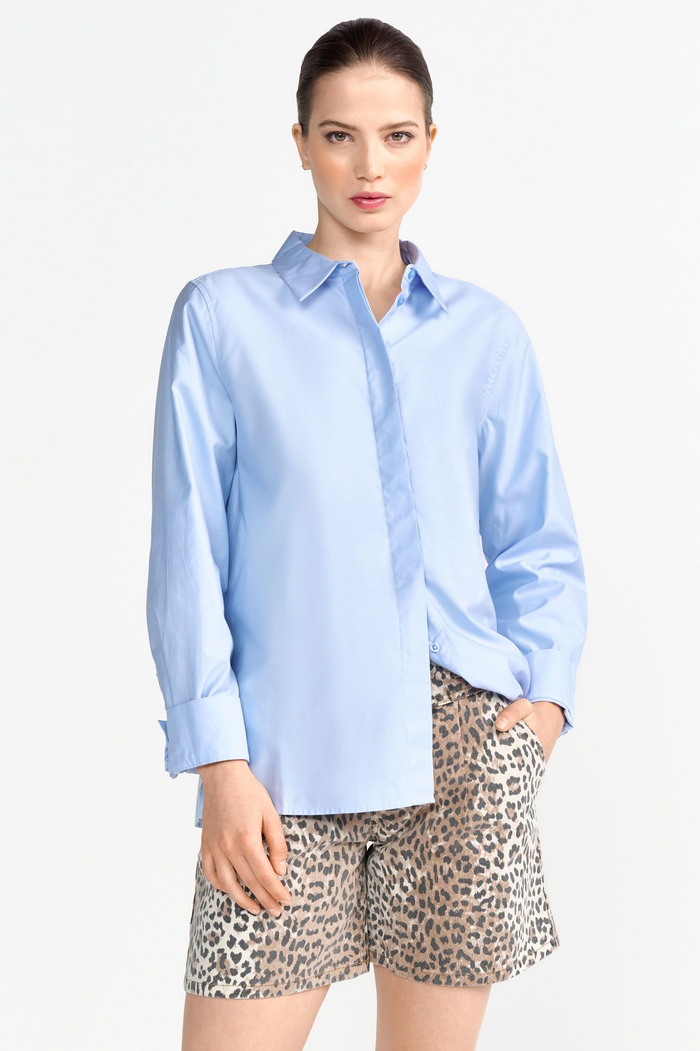 LEOPARD PRINT DENIM SHORTS CAFFEE LATTE 1