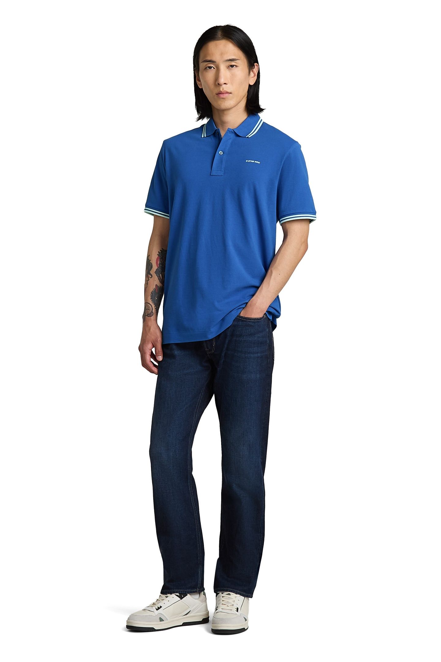 CHEST LOGO STRIPED POLO RADAR BLUE 2