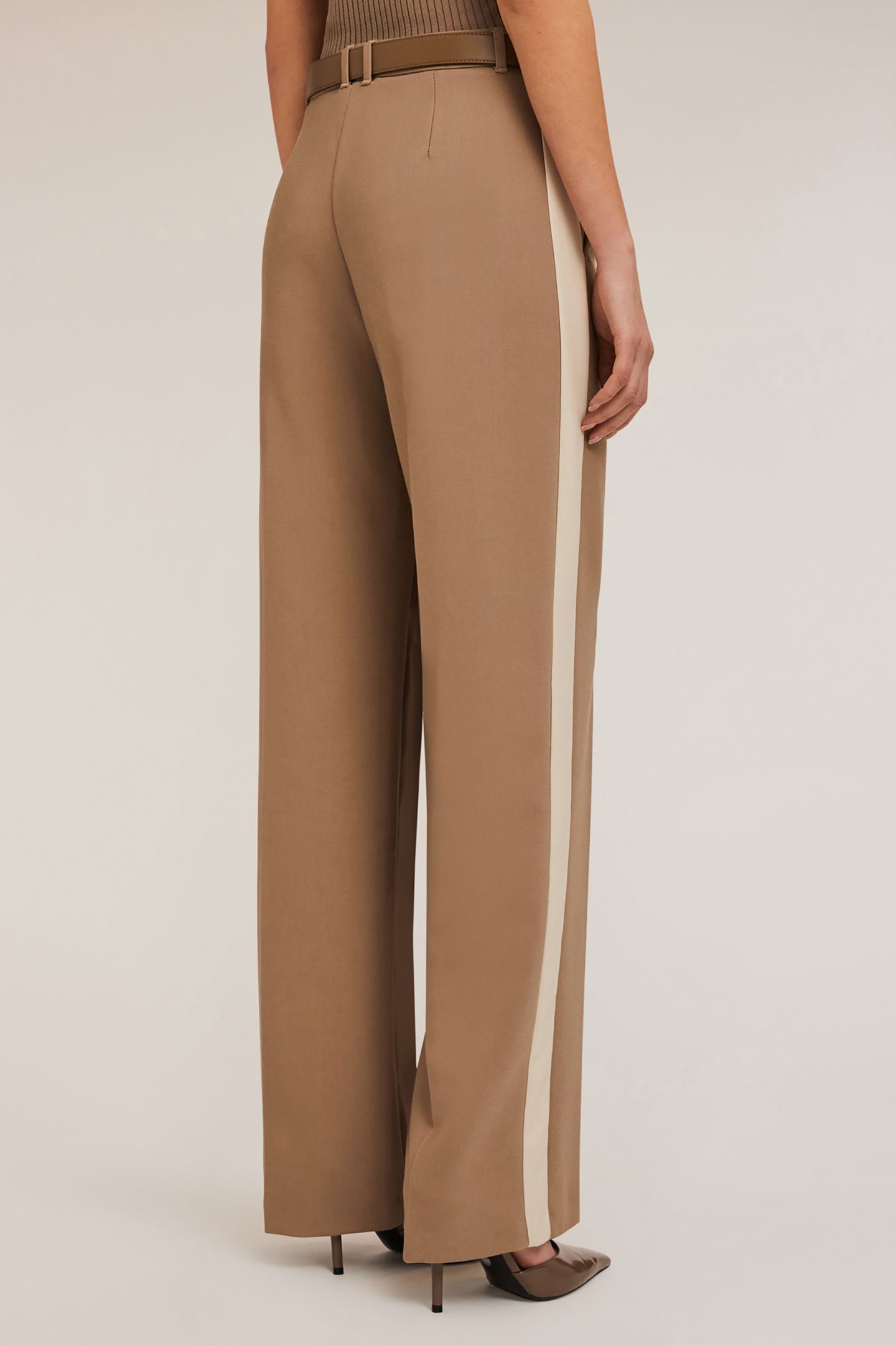 PALAZZO TROUSERS WITH SIDE BAND BROWN 2