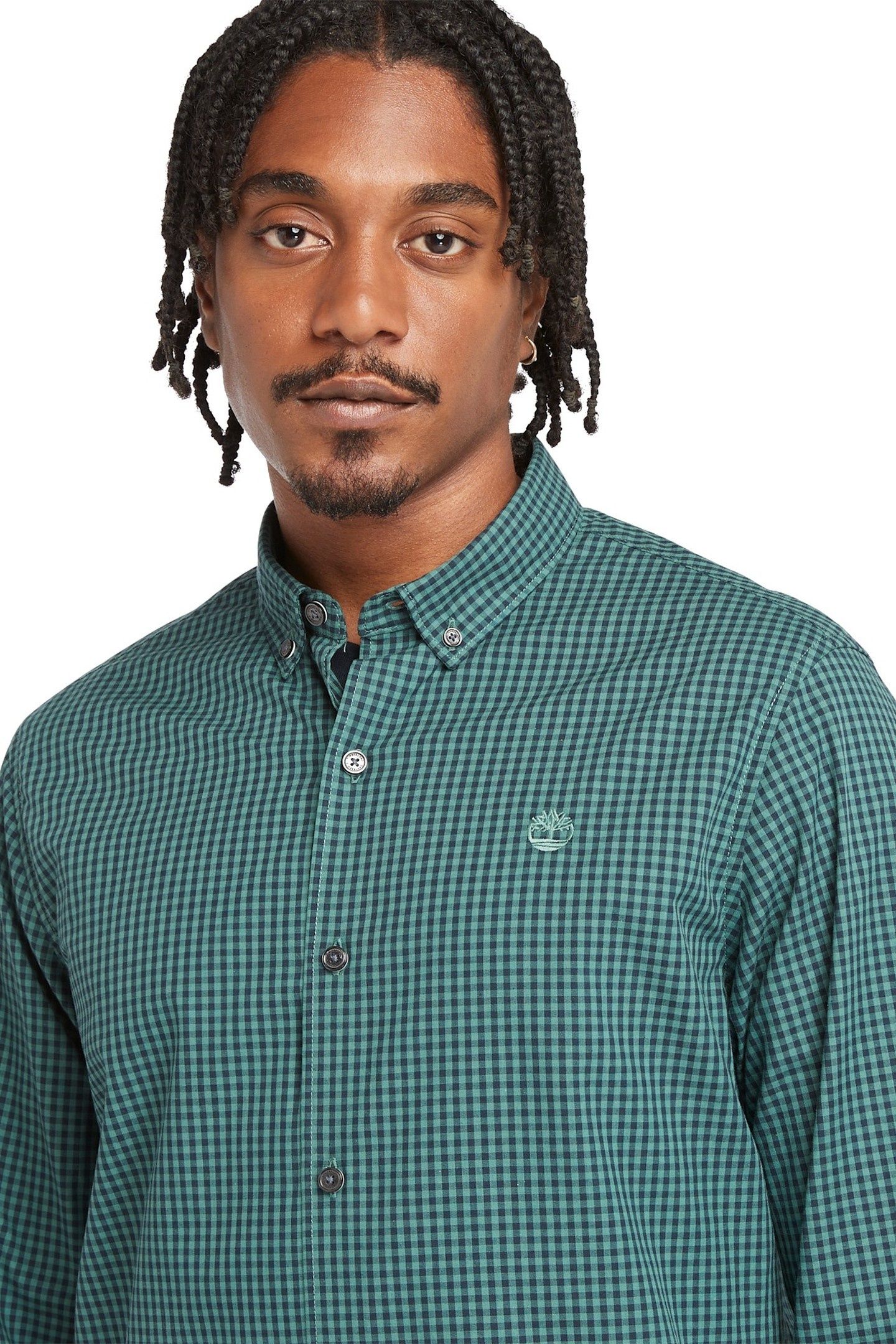 MICRO GINGHAM POPLIN SHIRT SEA PINE YD 3
