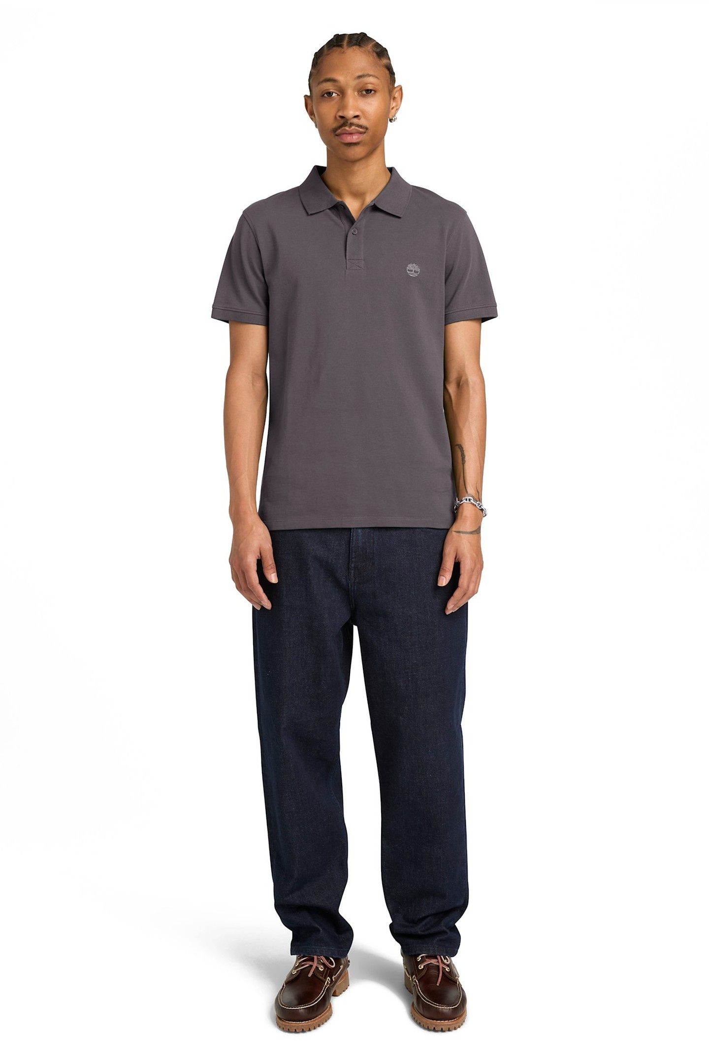 SHORT SLEEVE STRETCH POLO DARK GREY 1