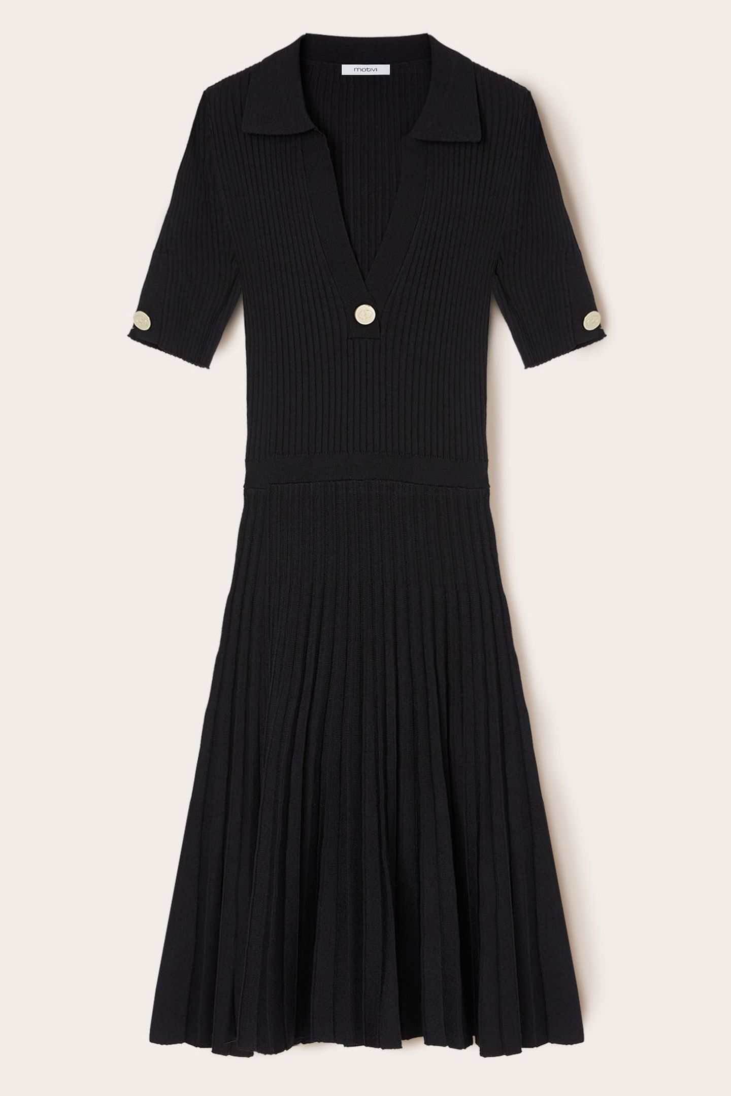RIBBED KNIT DRESS WITH COLLAR BLACK 4