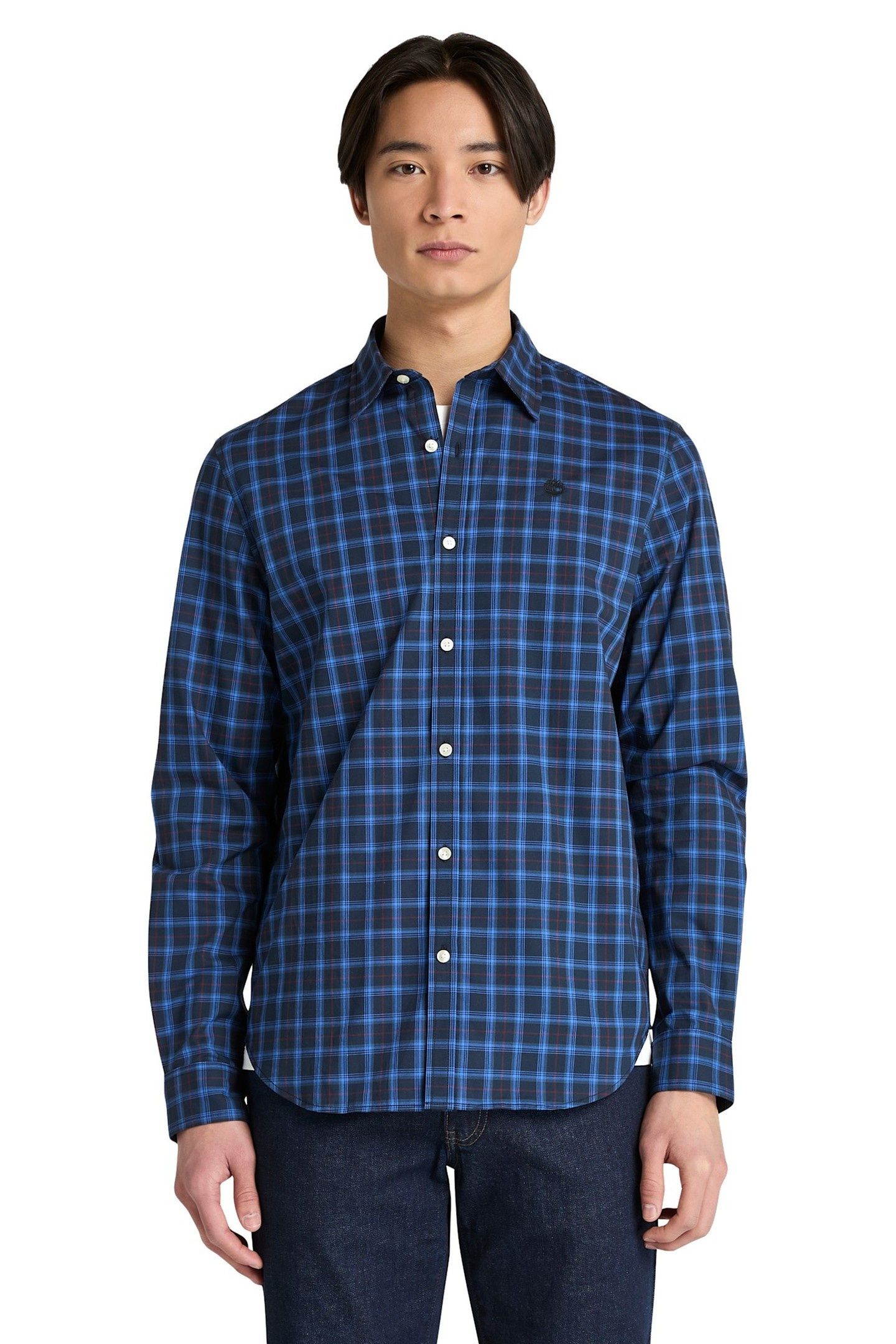 POPLIN CHECK SHIRT DRK SAPPHIRE YD 2