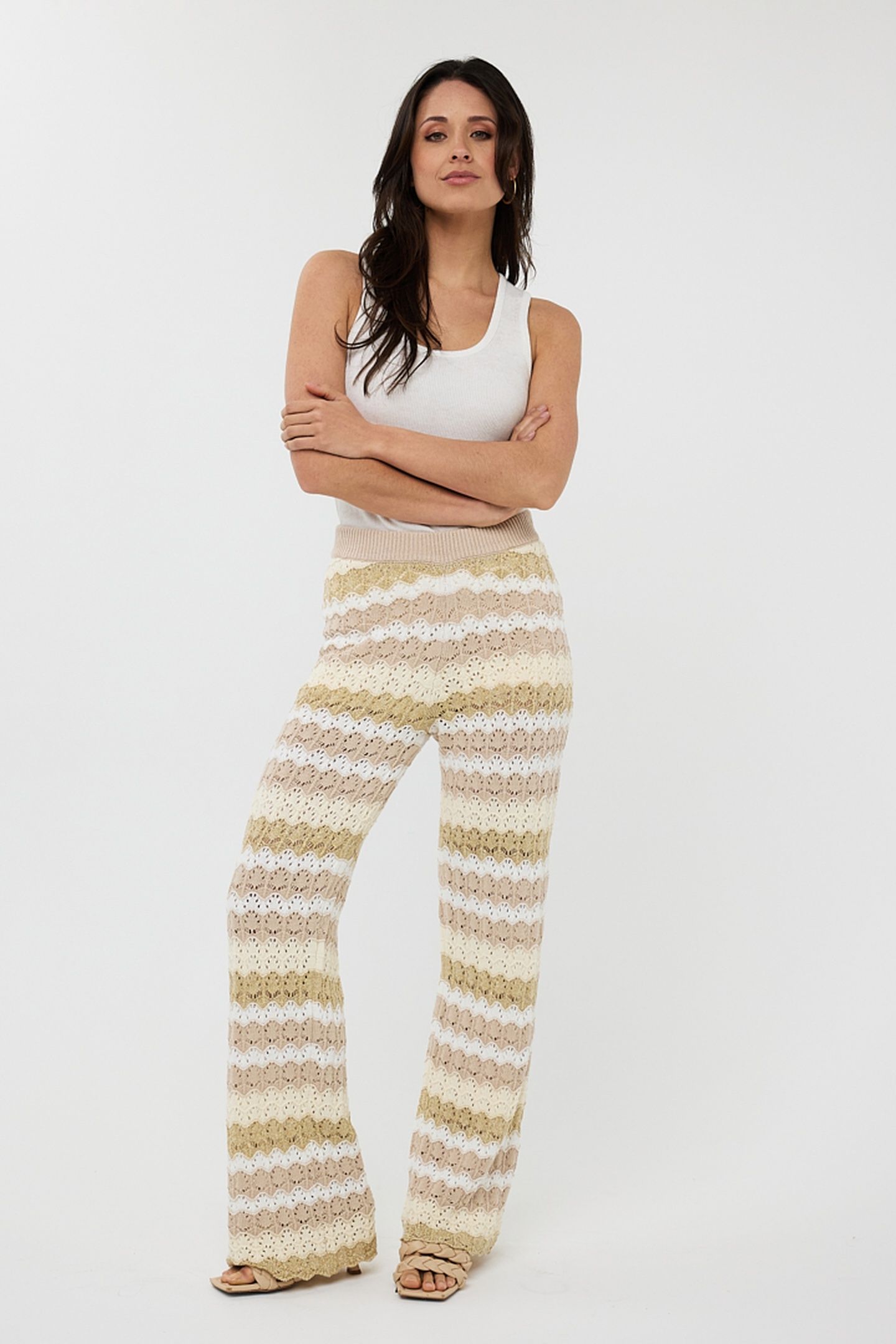 TROUSERS AJOUR STRIPE KNIT PRINT 1