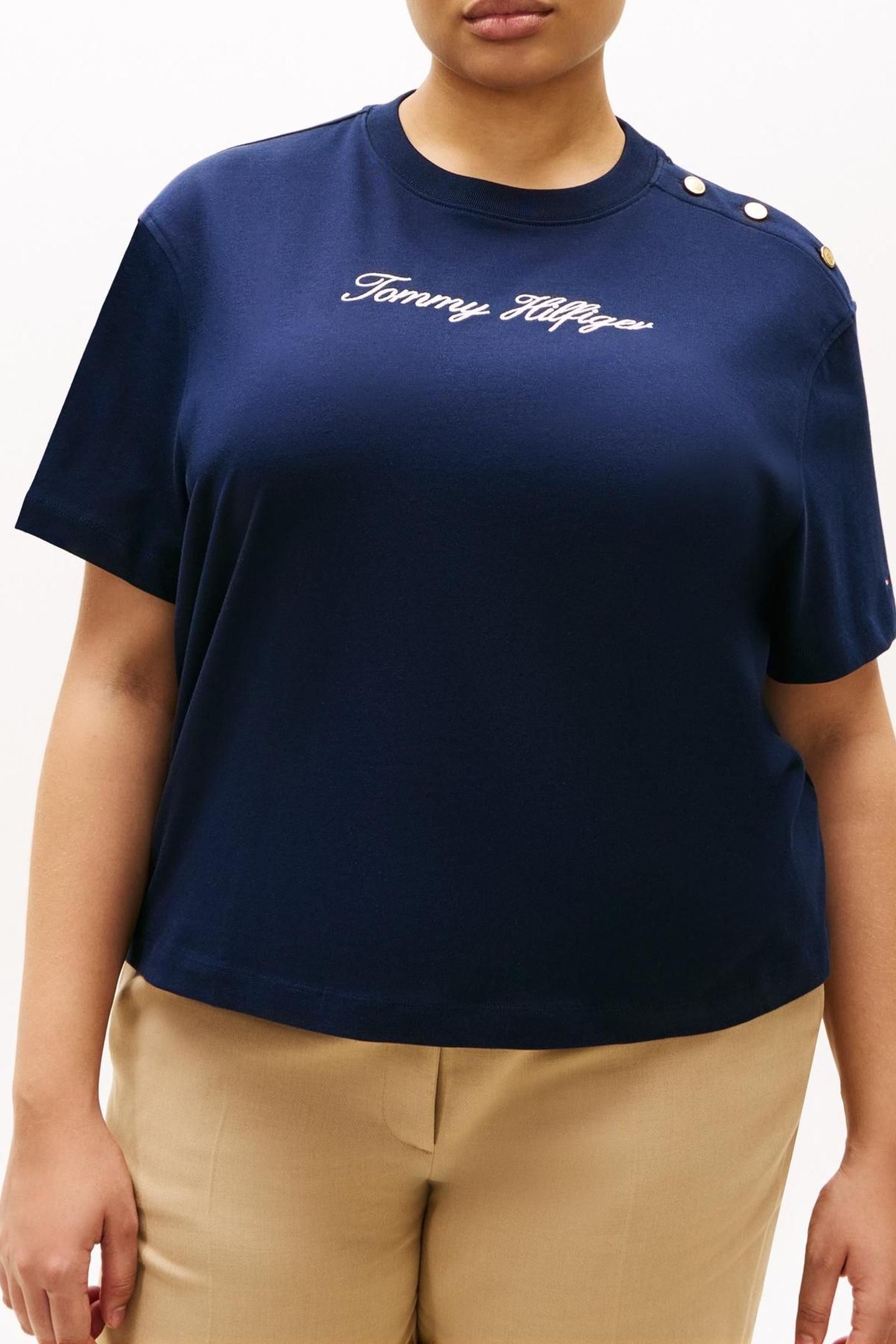 CRV GOLD BUTTON SCRIPT T-SHIRT DARK NIGHT NAVY 3