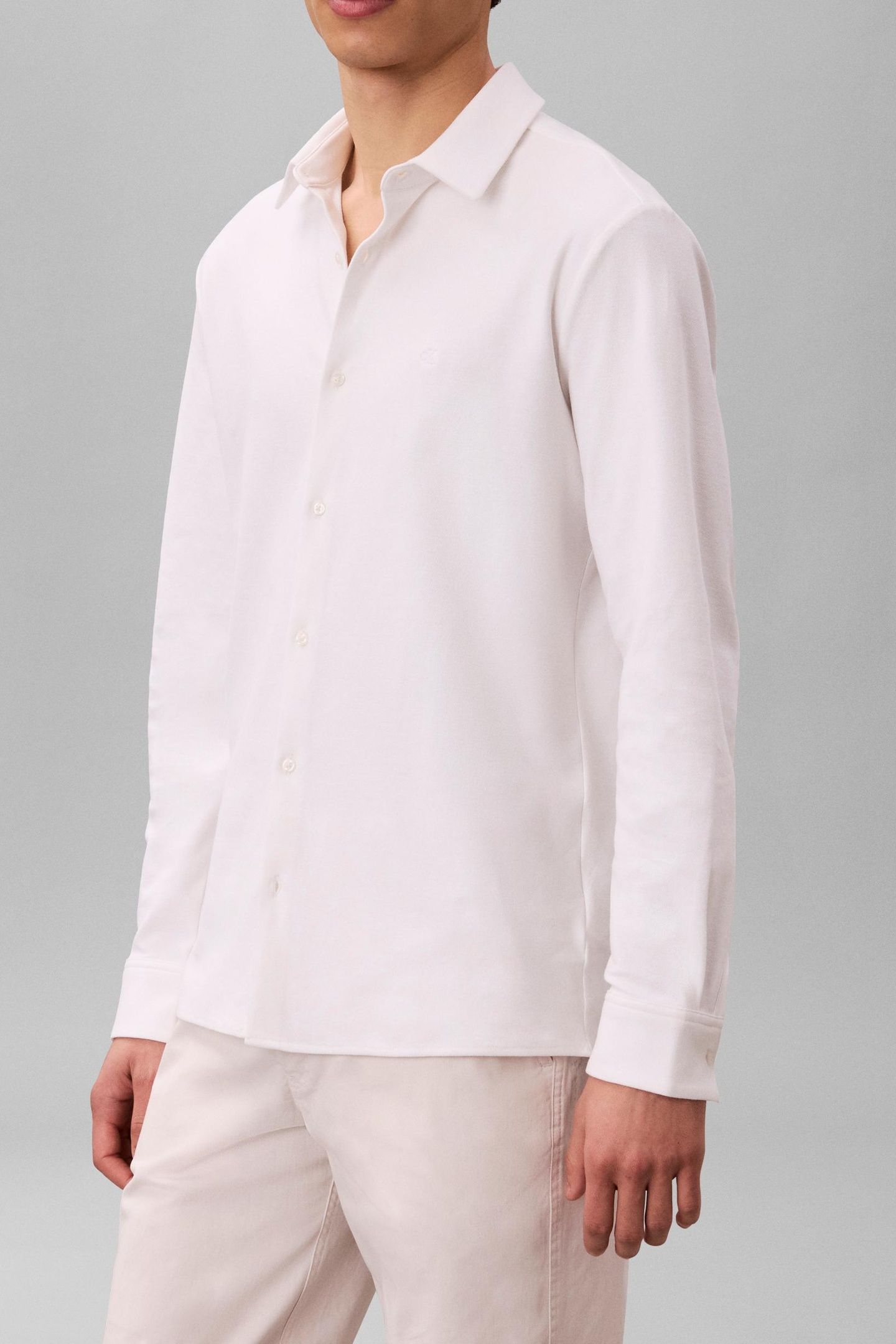 LS CASUAL PIQUE SLIM SHIRT BRILLIANT WHITE 3