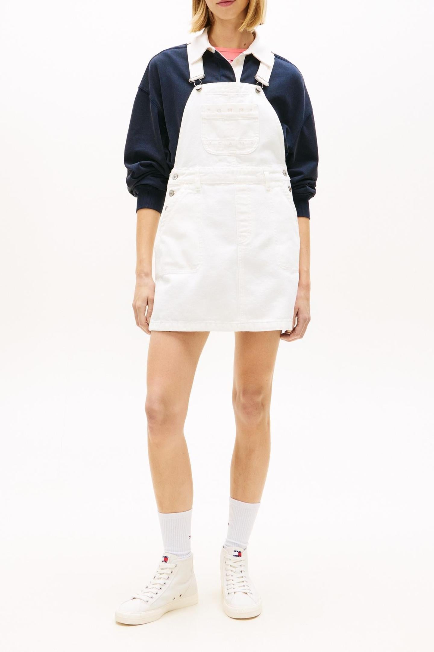 DENIM DUNGAREE DRESS DENIM WHITE 1