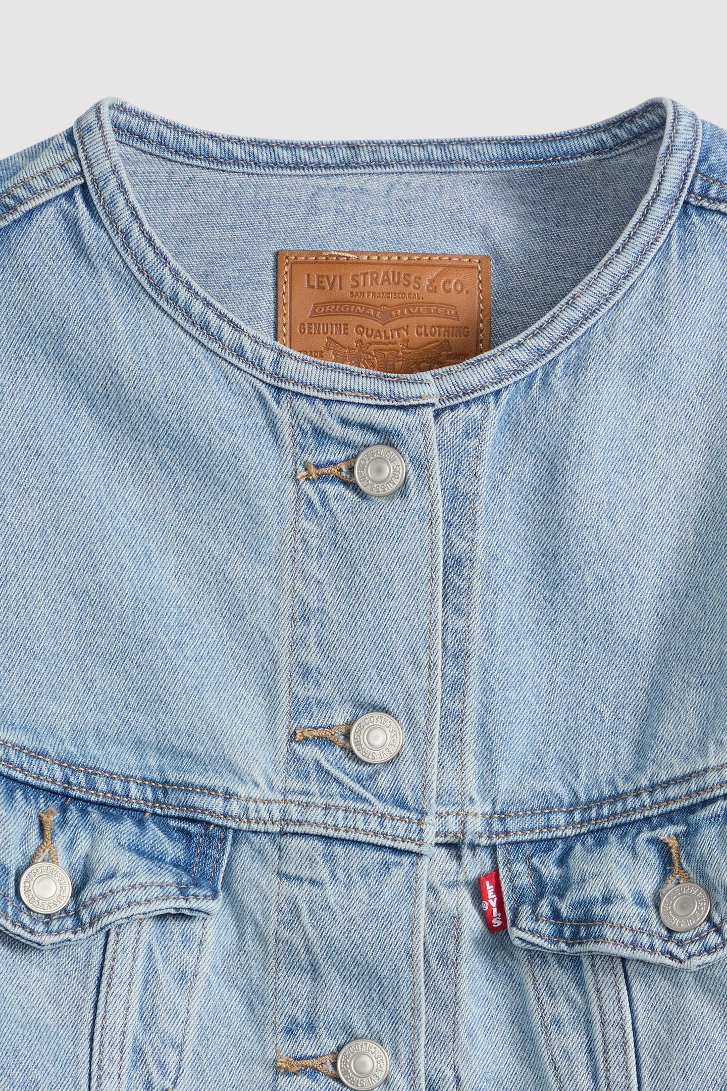 COLLARLESS SHRUNKEN '90S TRUCKER JACKET 3