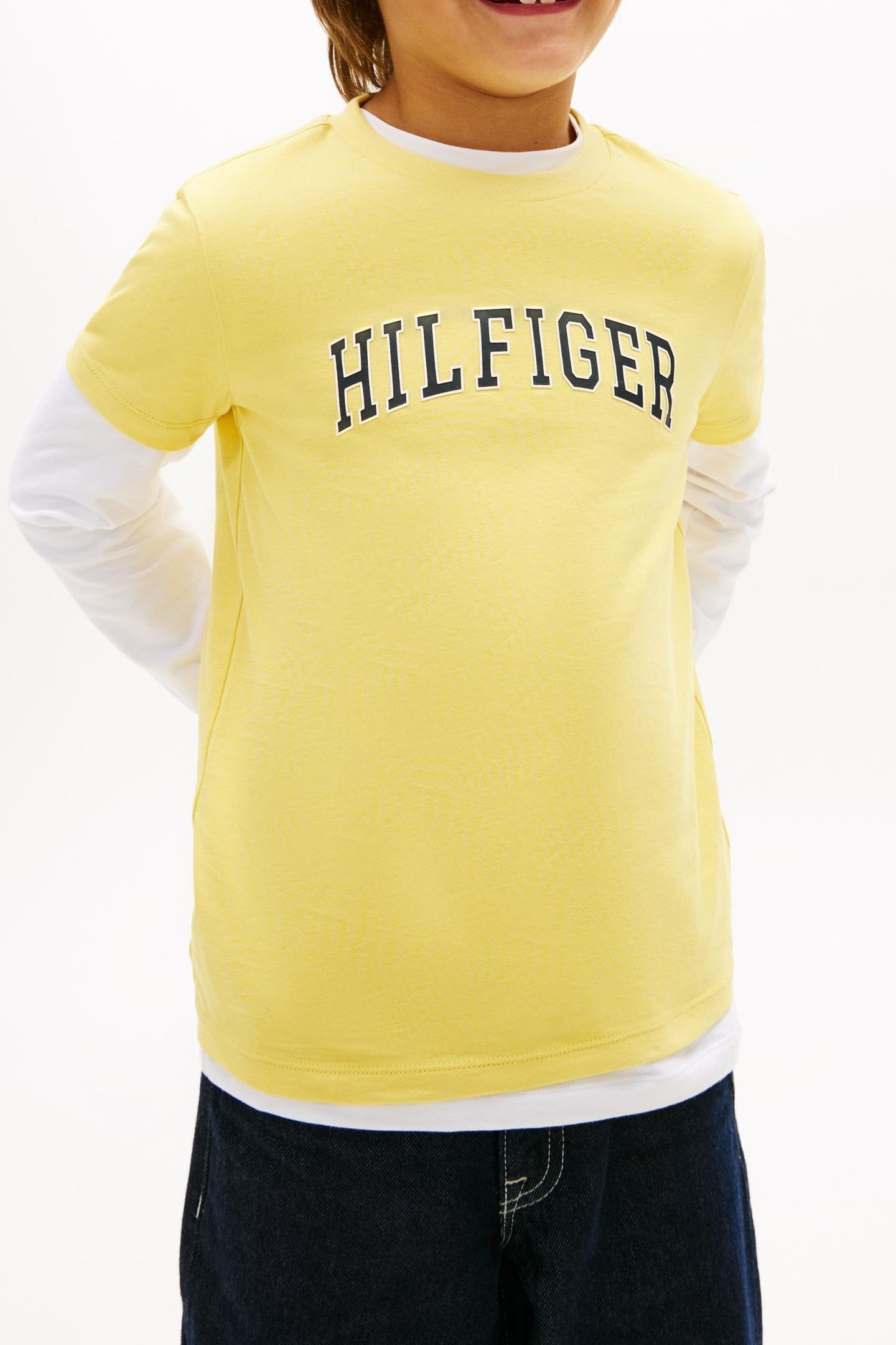 BOYS HILFIGER VARSITY T-SHIRT YELLOW DAHLIA 1