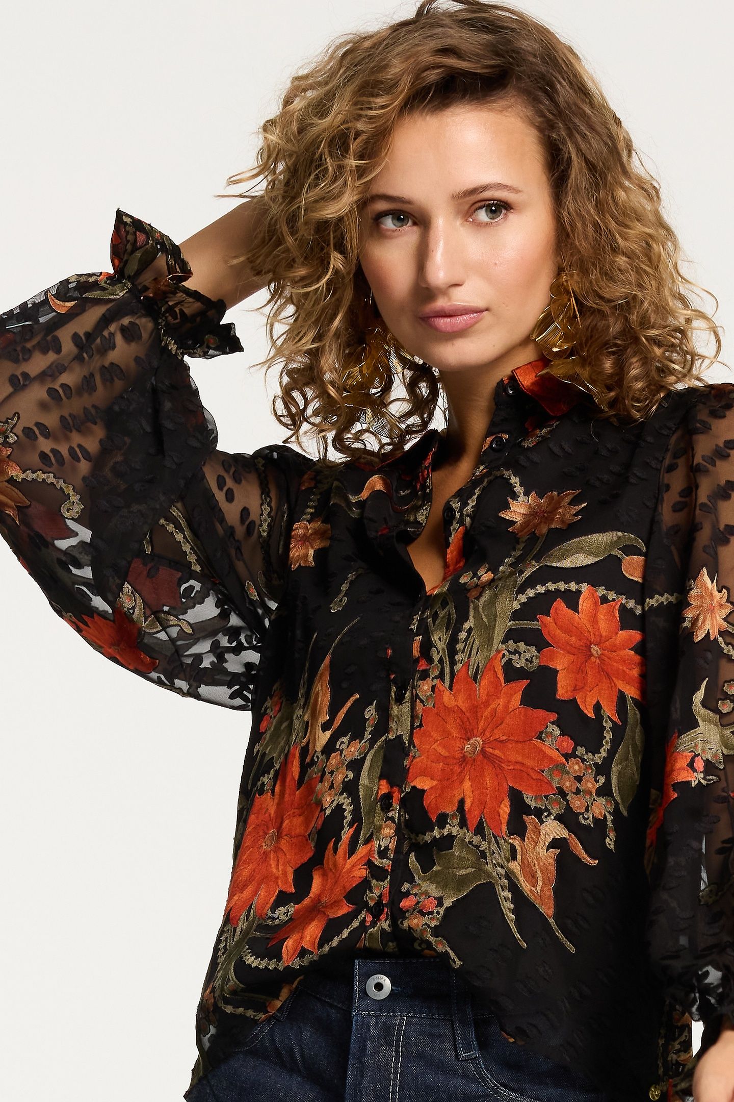 PARADERA BLOUSE VINTAGE FLOWER RUST ORANGE FLOWER 3