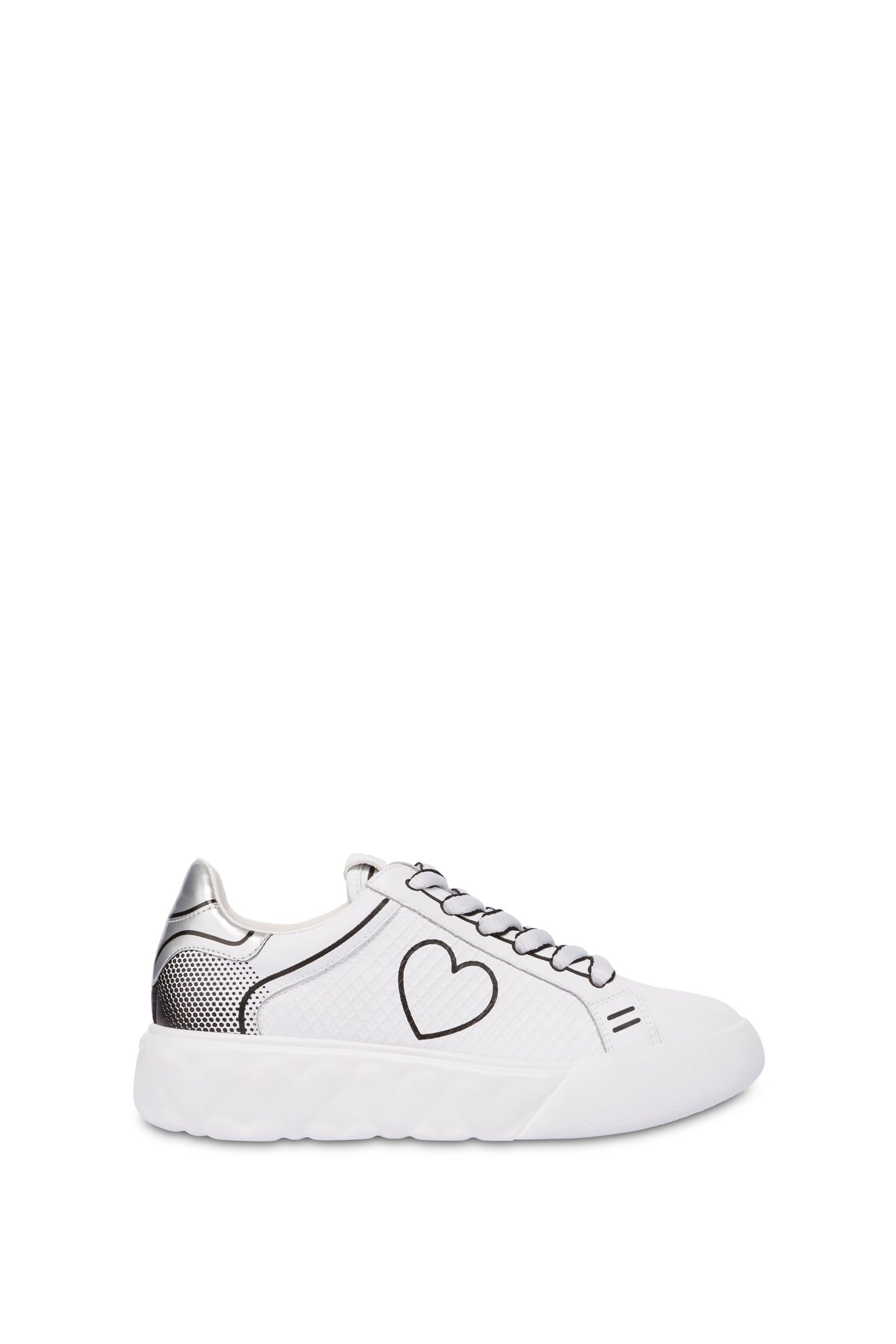 CALFSKIN SNEAKERS WITH HEART LOVE MESH PRINT WHITE 1