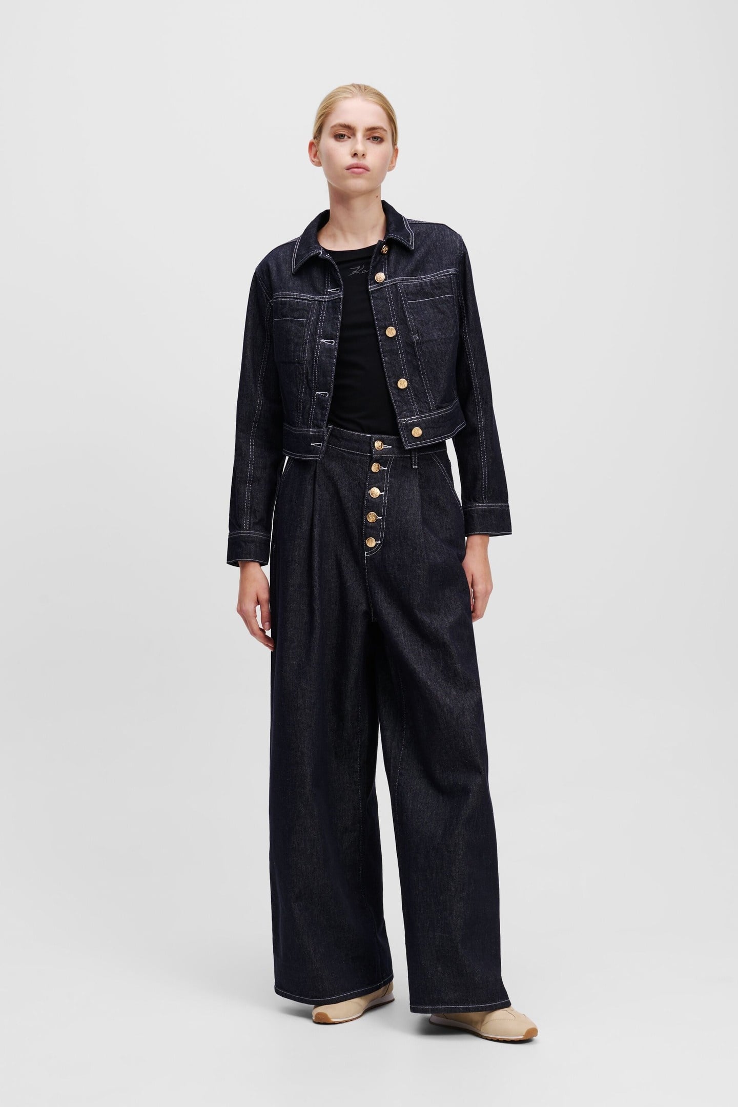 BUTTON DENIM PANTS DARK BLUE 1