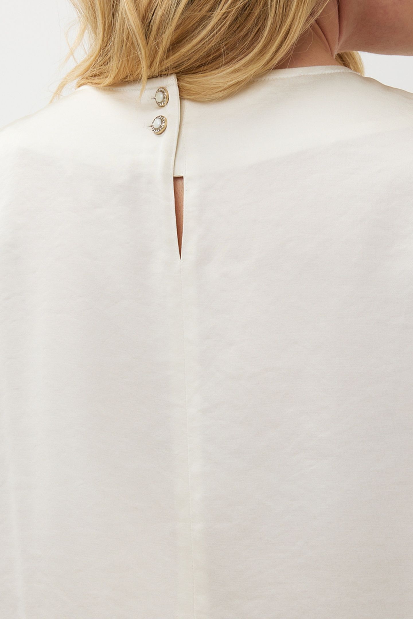BLOUSE R-NECK SATIN LOOK OFF WHITE 7