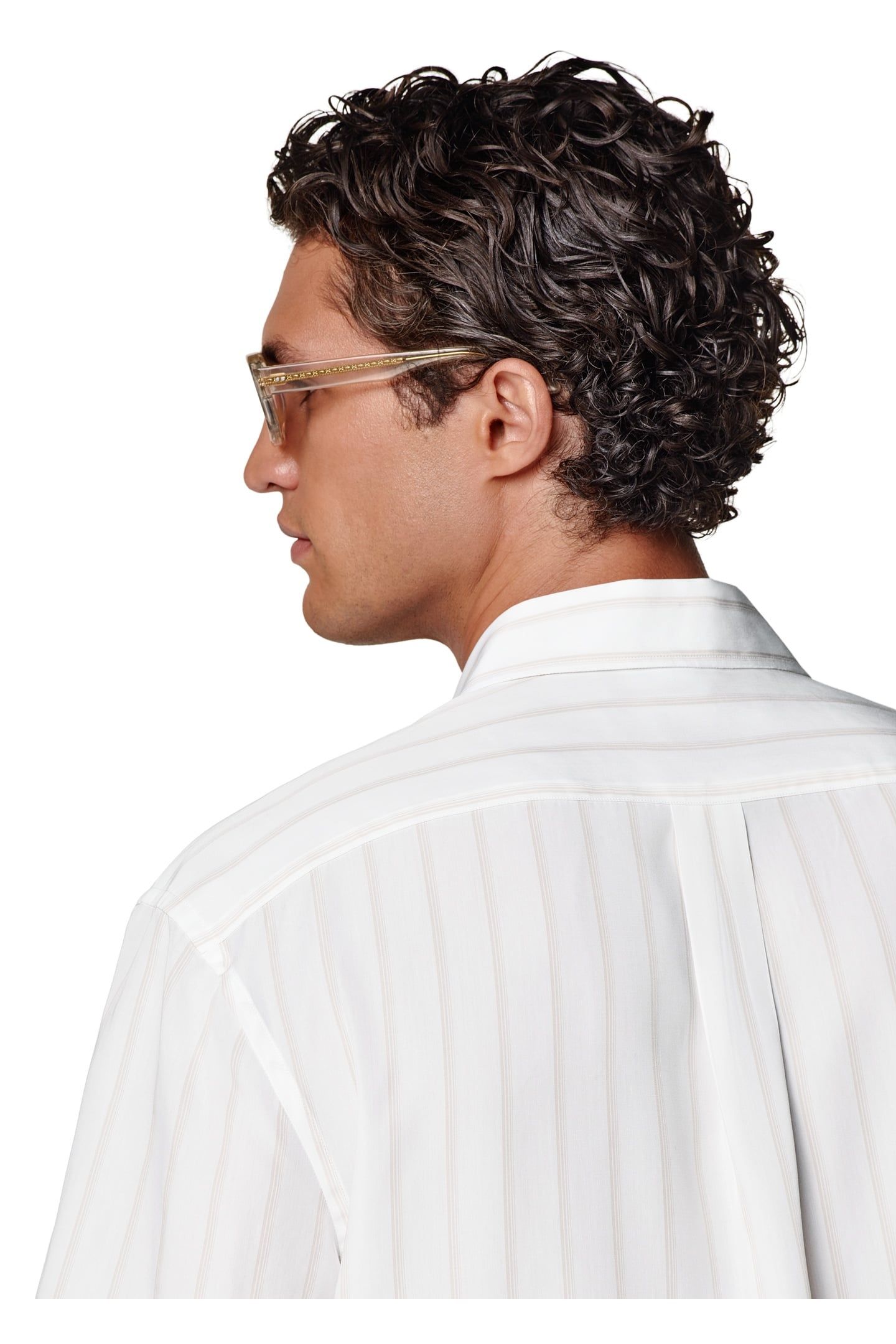 SHIRT-SHORTSLEEVE-LYOCELLSTRIPETAUPE CASUAL SHIRTS WHITE 3