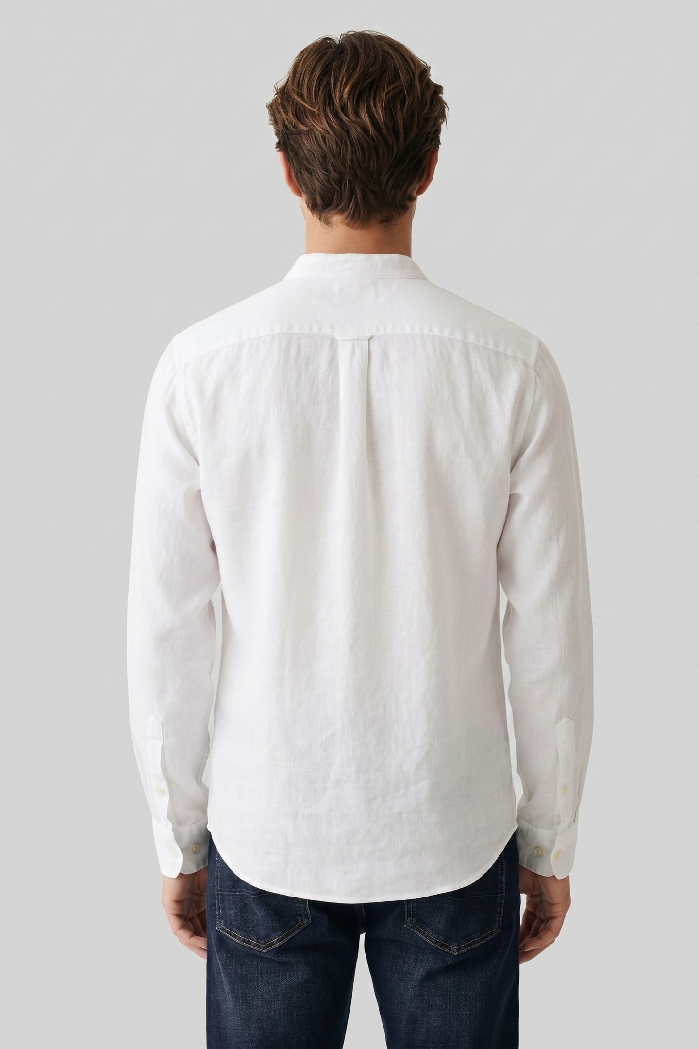 COTTON/LINEN KOREAN LS SHIRT WHITE 2