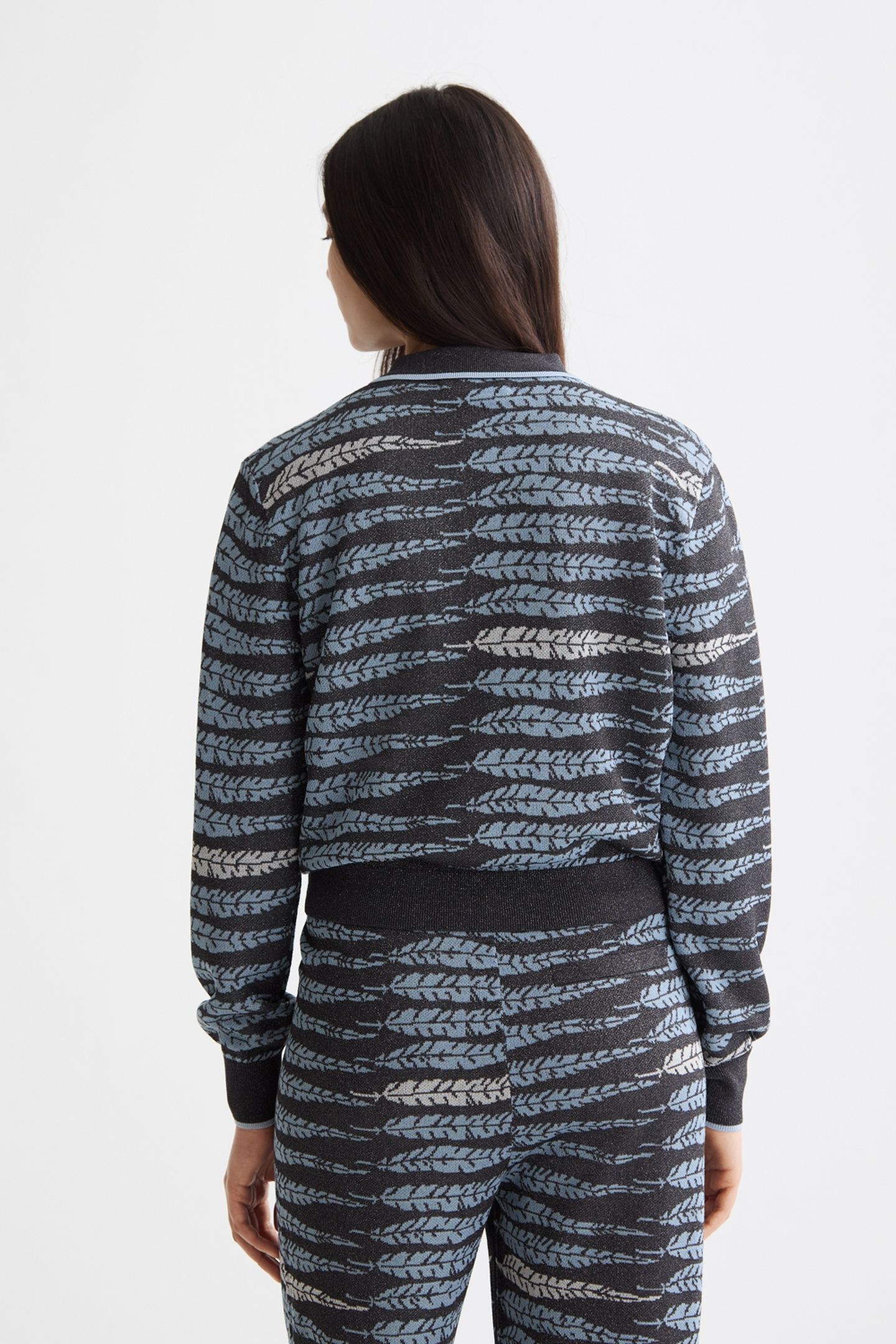 LUREX JACQUARD CARDIGAN CHARCOAL ART 3