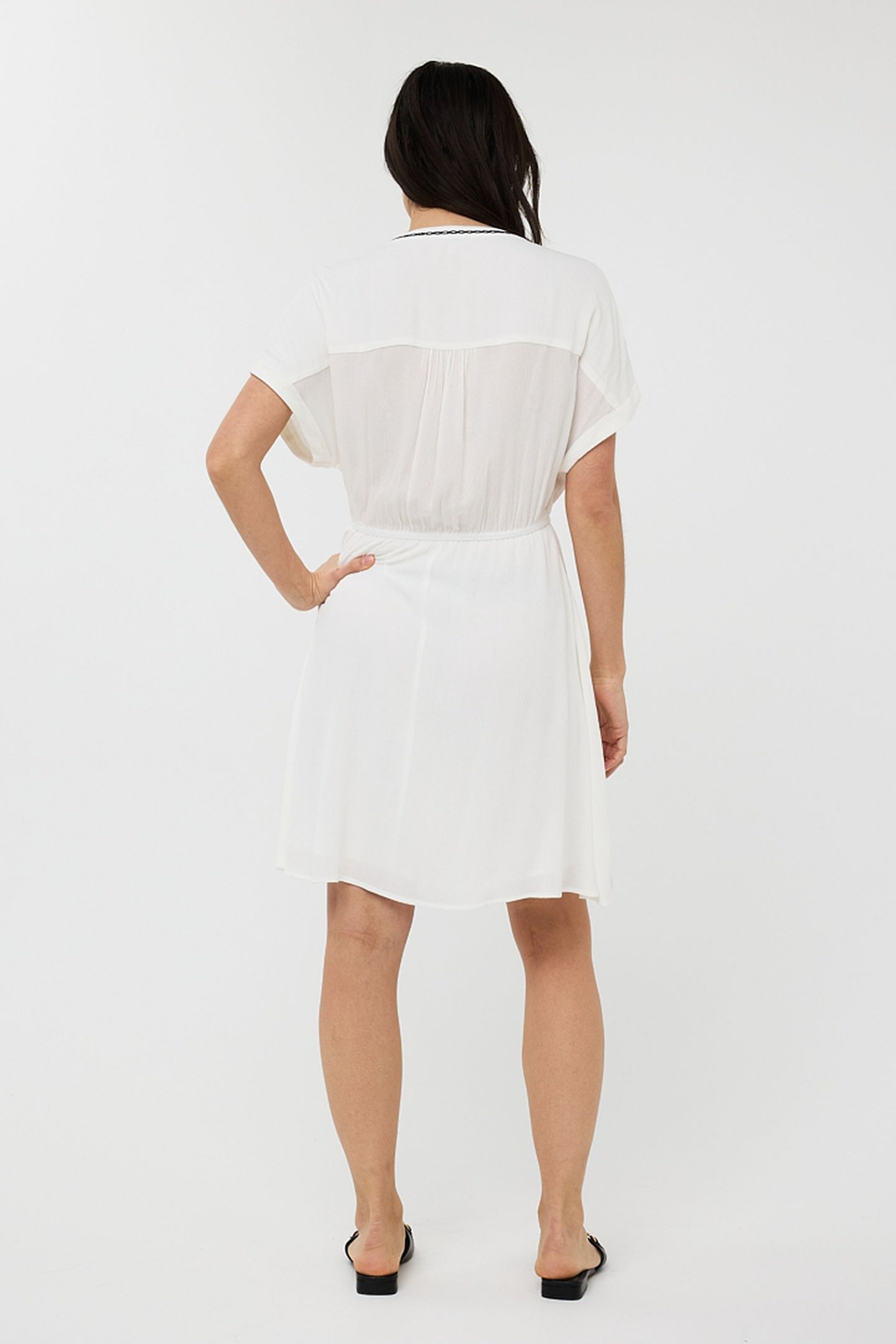 DRESS CRINKLE EMBROIDERY OFF WHITE / BLACK 3
