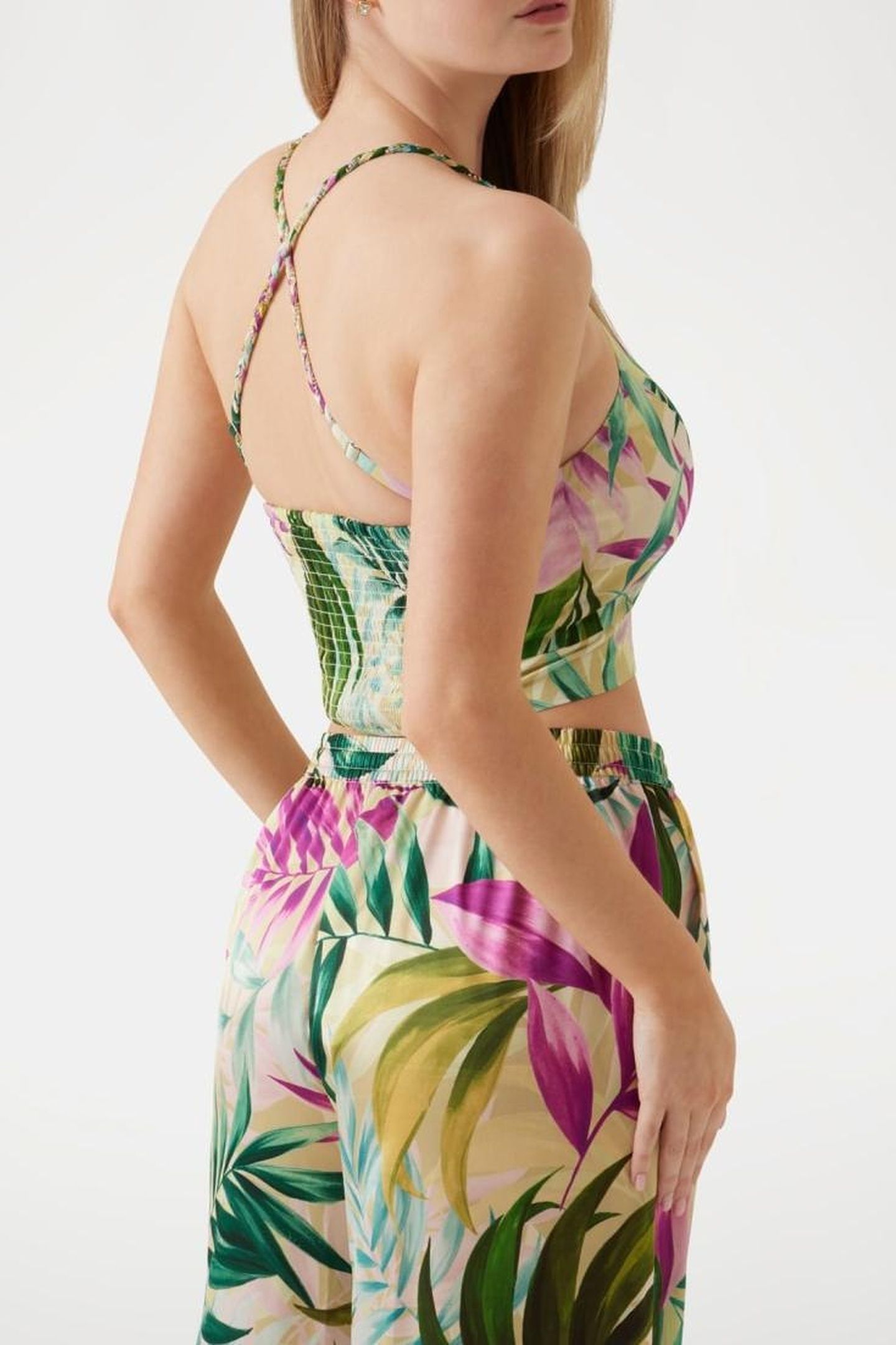GUESS ECO SL GAELLE CROP TOP TROPICAL ESCAPE PRIN 2