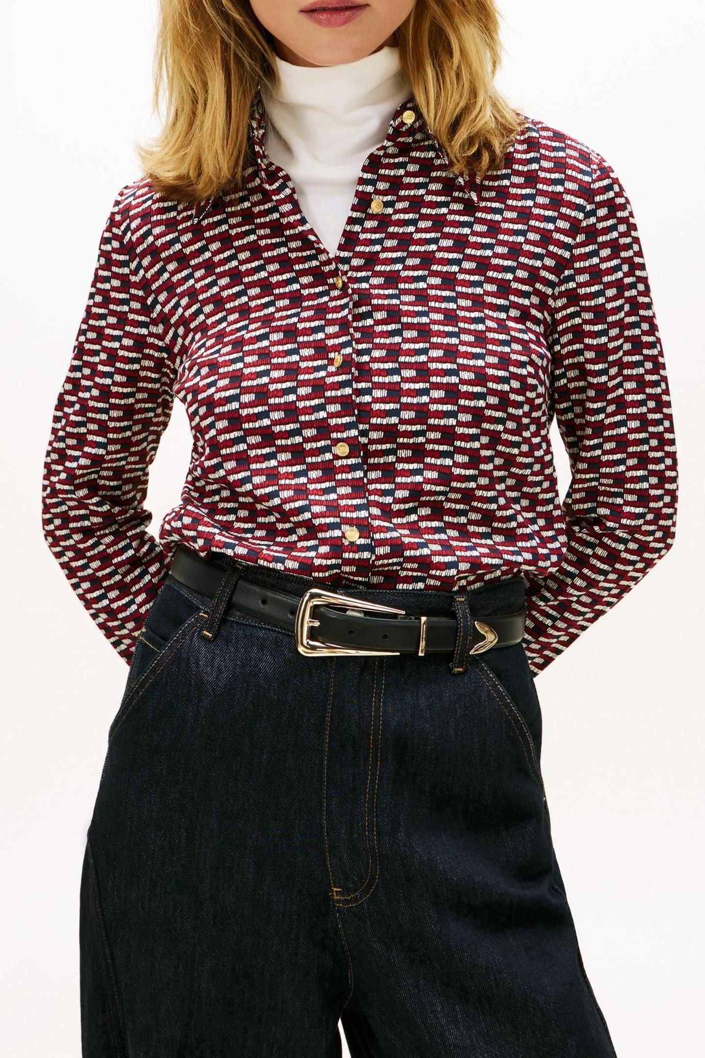 VIS TWILL LS SHIRT LOGO PRINT NAVY 3