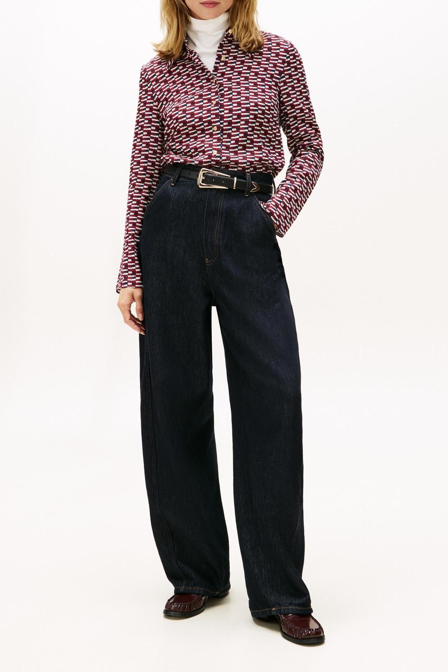VIS TWILL LS SHIRT LOGO PRINT NAVY 1