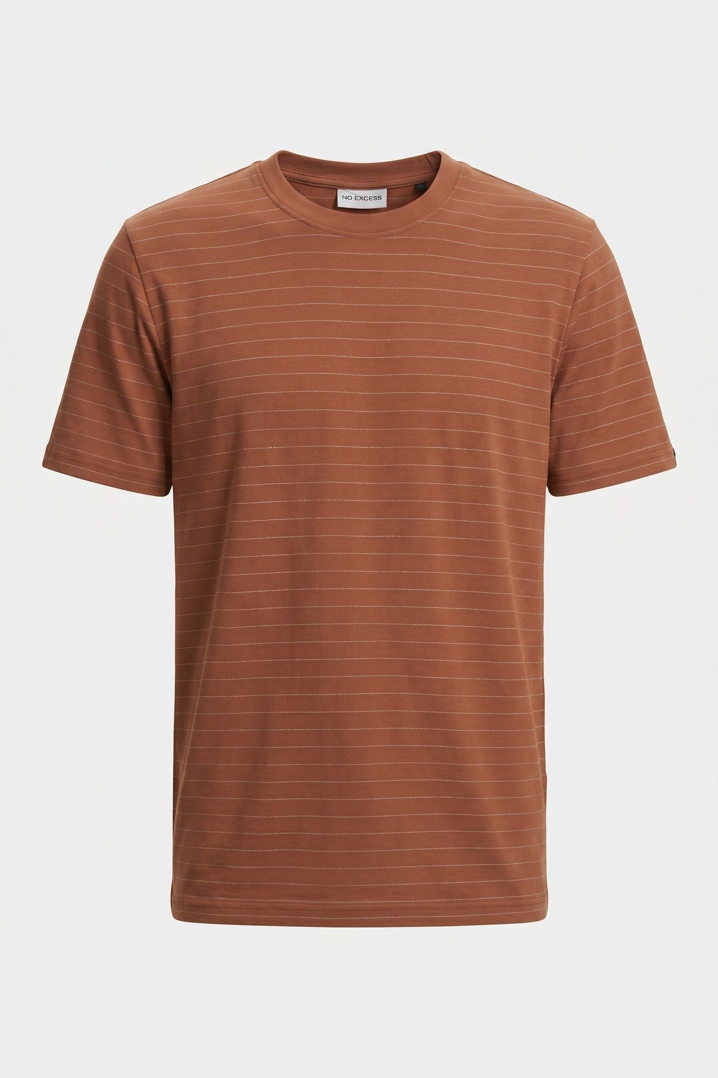 T-SHIRT CREWNECK YARN DYED PIN STRIPE CARAMEL 3