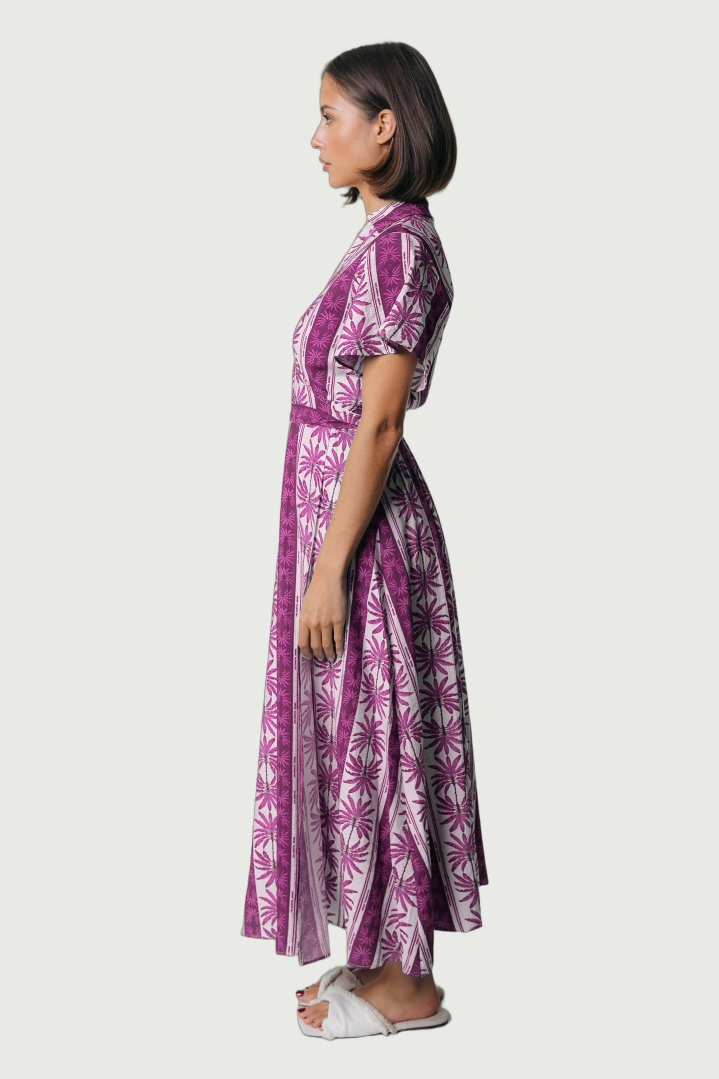 AVA PALM COLLAR REAL WRAP MAXI DRESS SS RASPBERRY WINE 3