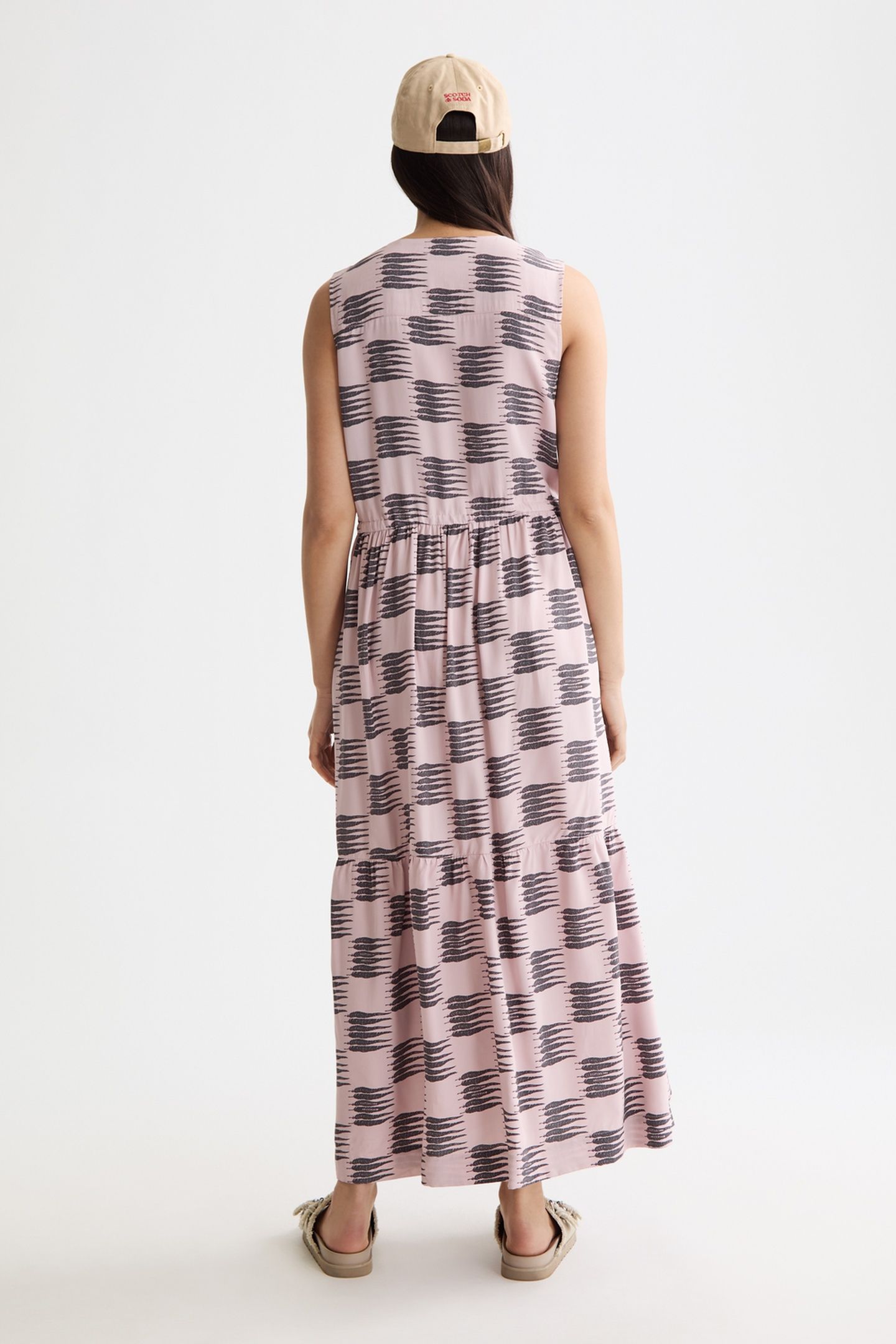 MIDI DRESS WITH GATHERED WAIST FEATHER BLOCK 2