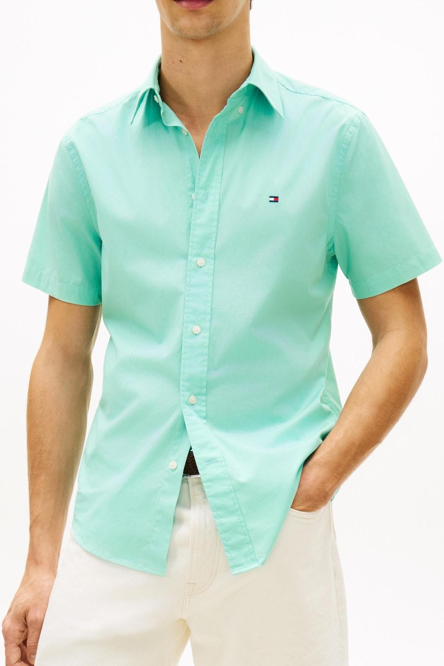 FLEX POPLIN SOLID S/S SHIRT ARCTIC AQUA 1