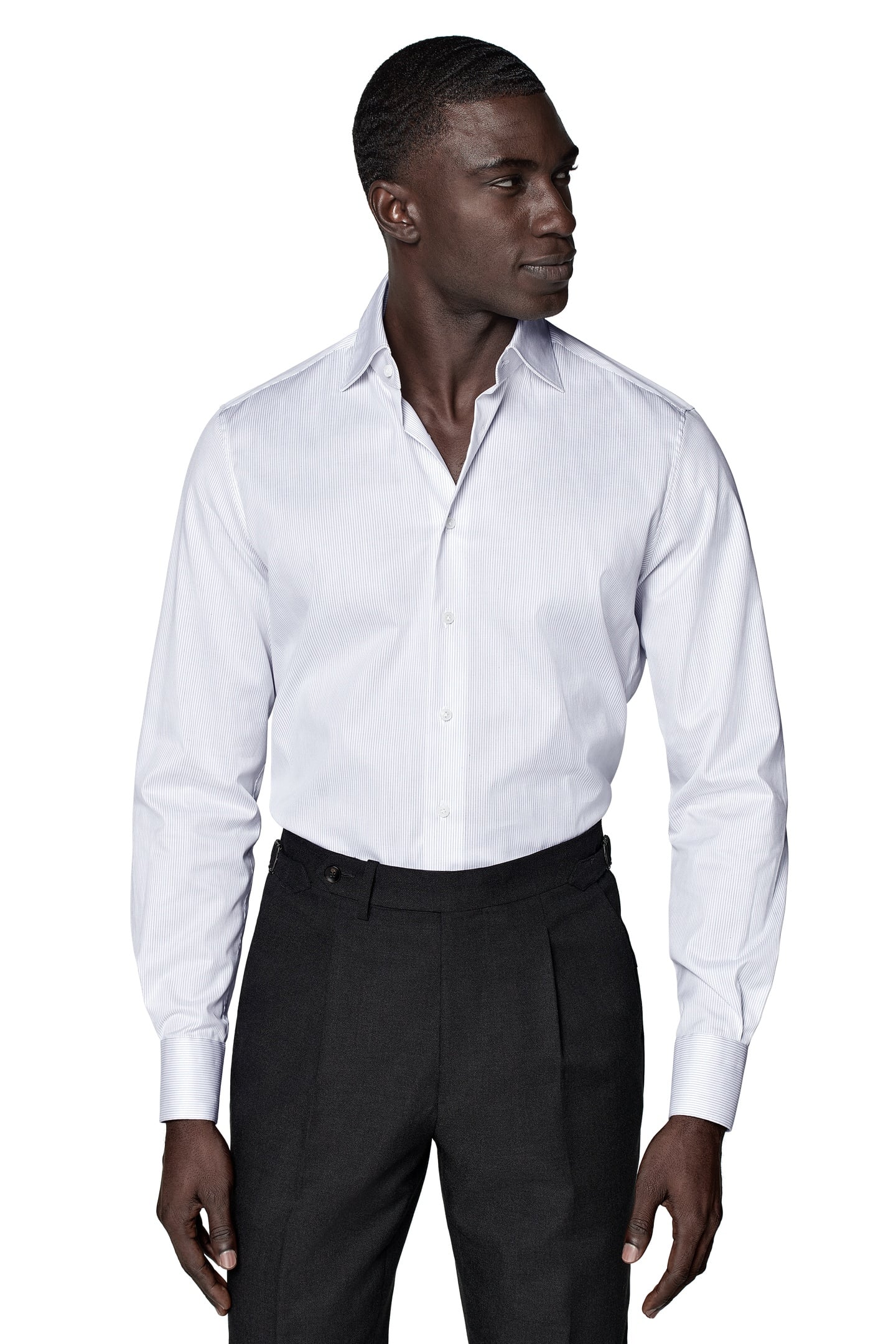 TRAVELLER PINSTRIPE FORMAL SHIRTS WHITE 2