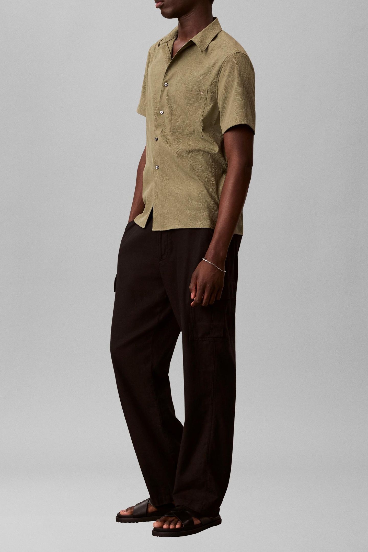 SS SOLID SEERSUCKER SHIRT DEEP LICHEN GREEN 4