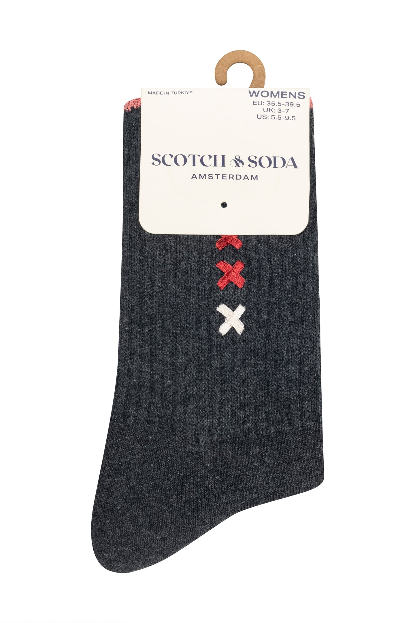 3PK WOMENS 1/2 TERRY CREW SOCKS DARK GREY 3