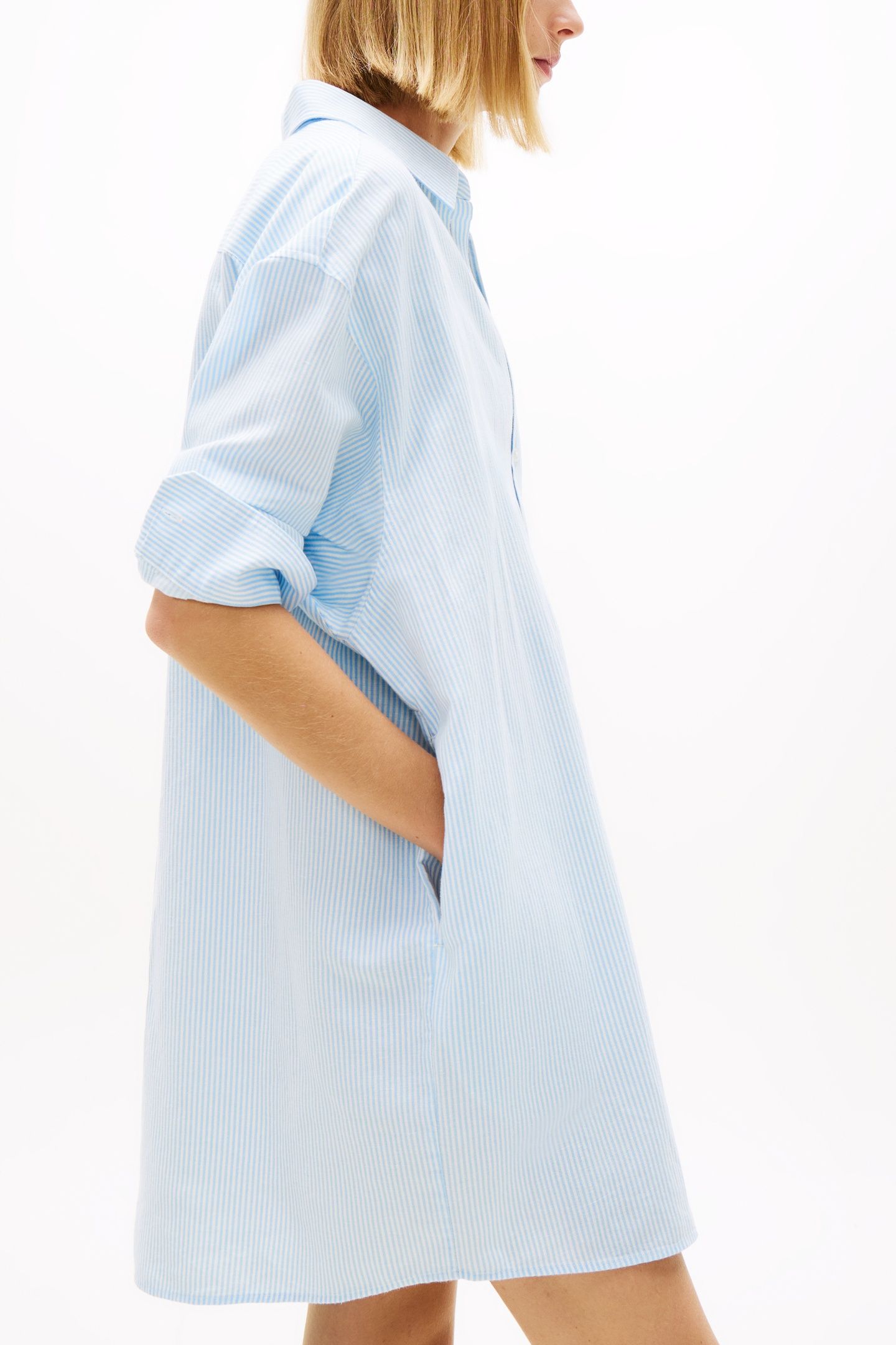 TJW LINEN SHIRT DRESS LIGHT POWDERY BLUE/STRIPE 3