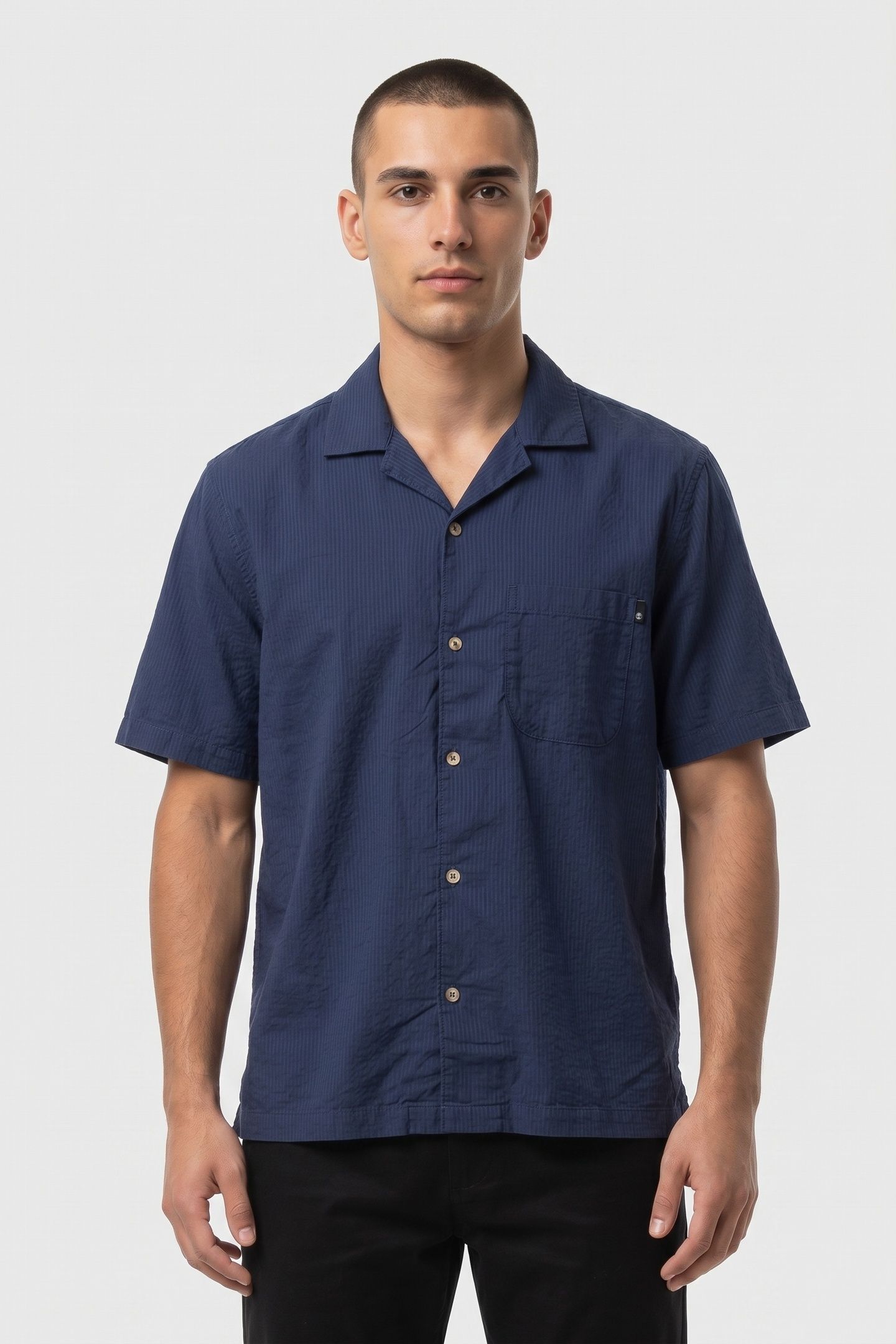 SS SEERSUCKER RESORT SHIRT DARK BLUE 2