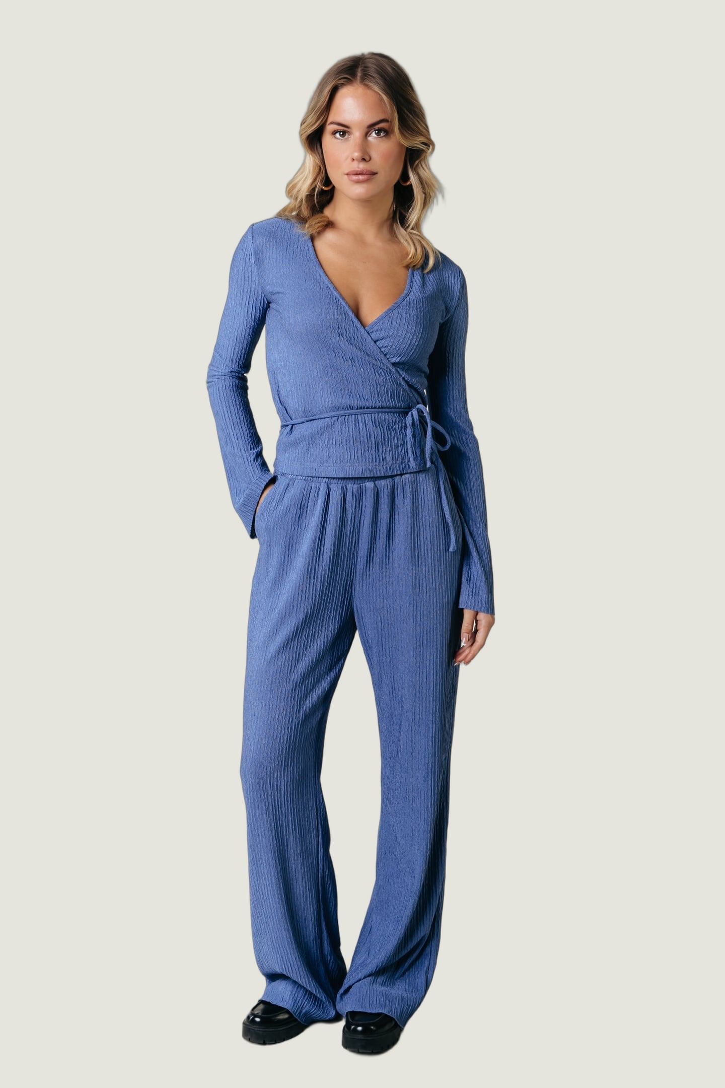 MELODY STRUCTURE STRAIGHT PANTS RAIN WASHED BLUE 1