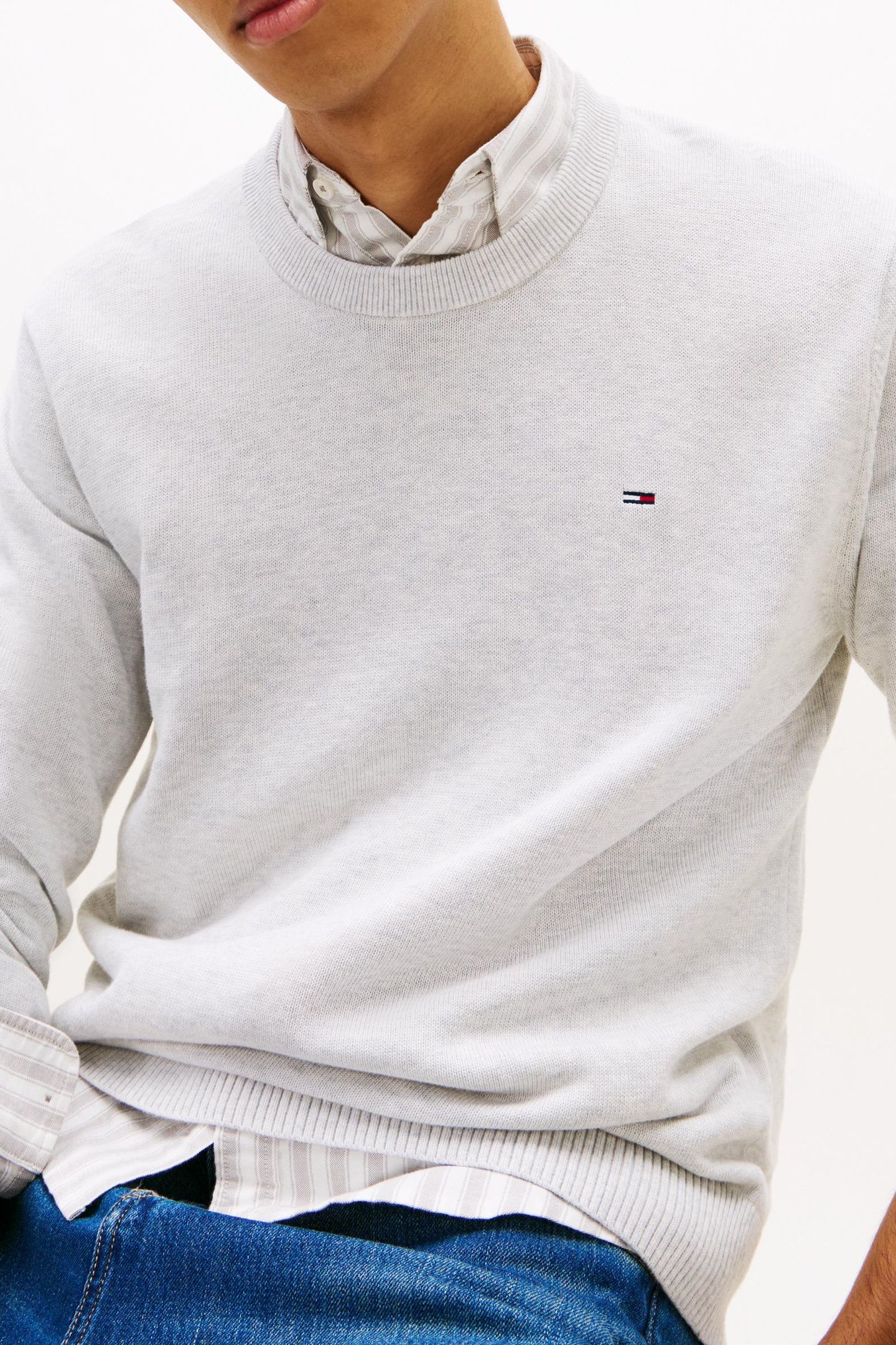 TJM SLIM ESSENTIAL LIGHT SWEATER ICE GREY HEATHER 5