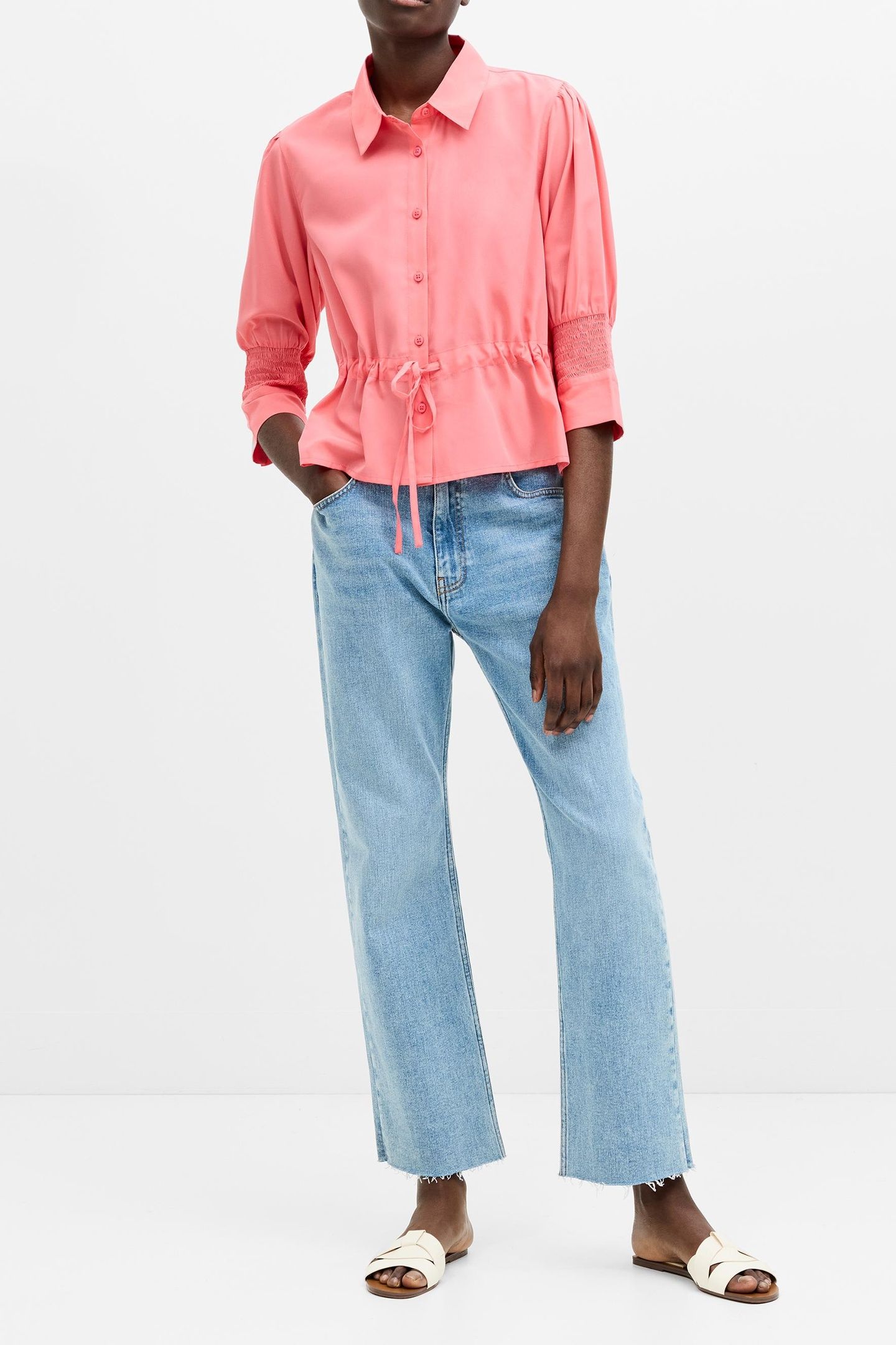 CREPE LIGHT TIE TOP RASPBERRY PINK 4