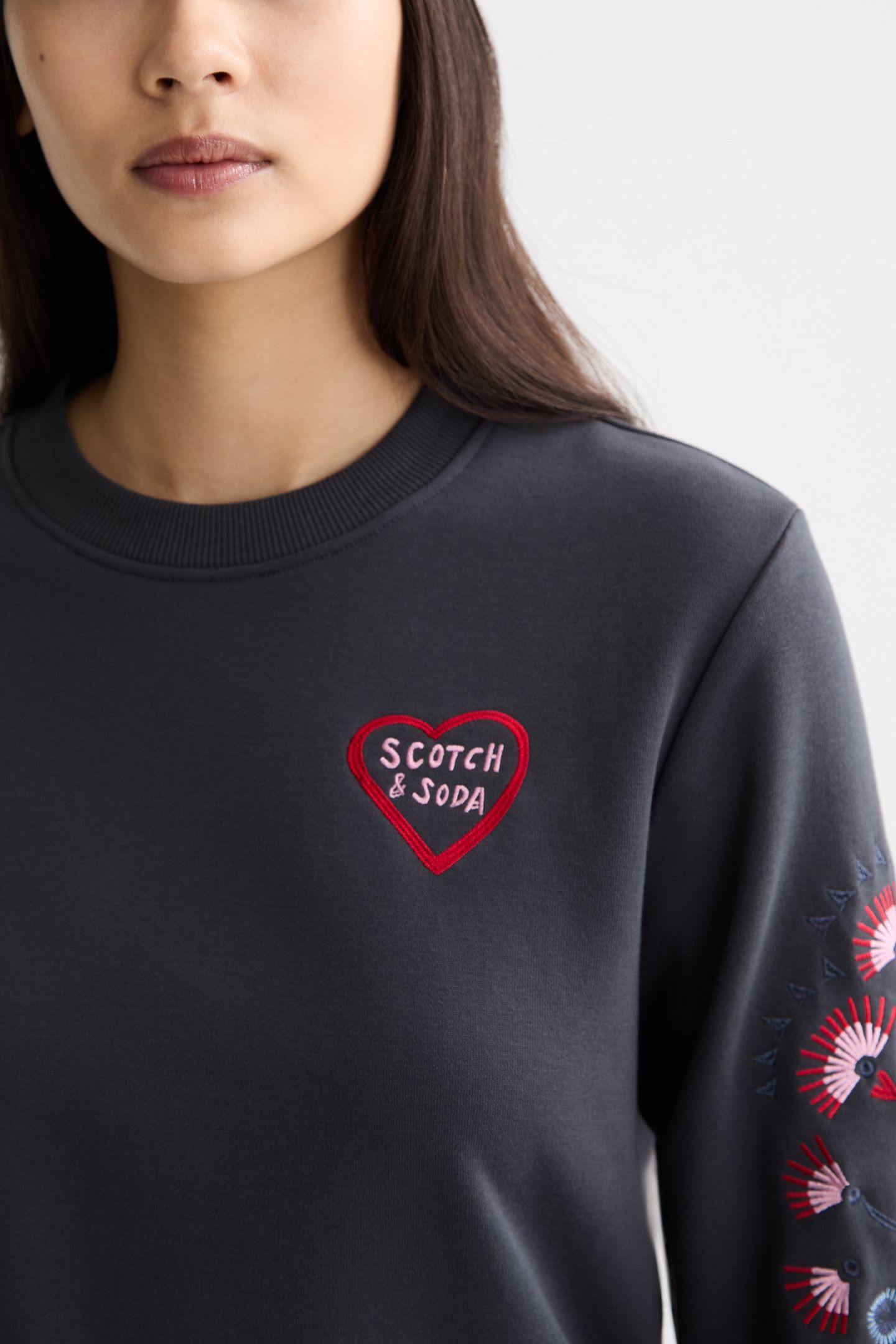 EMBROIDERED REGULAR FIT SWEATSHIRT CHARCOAL ART 3