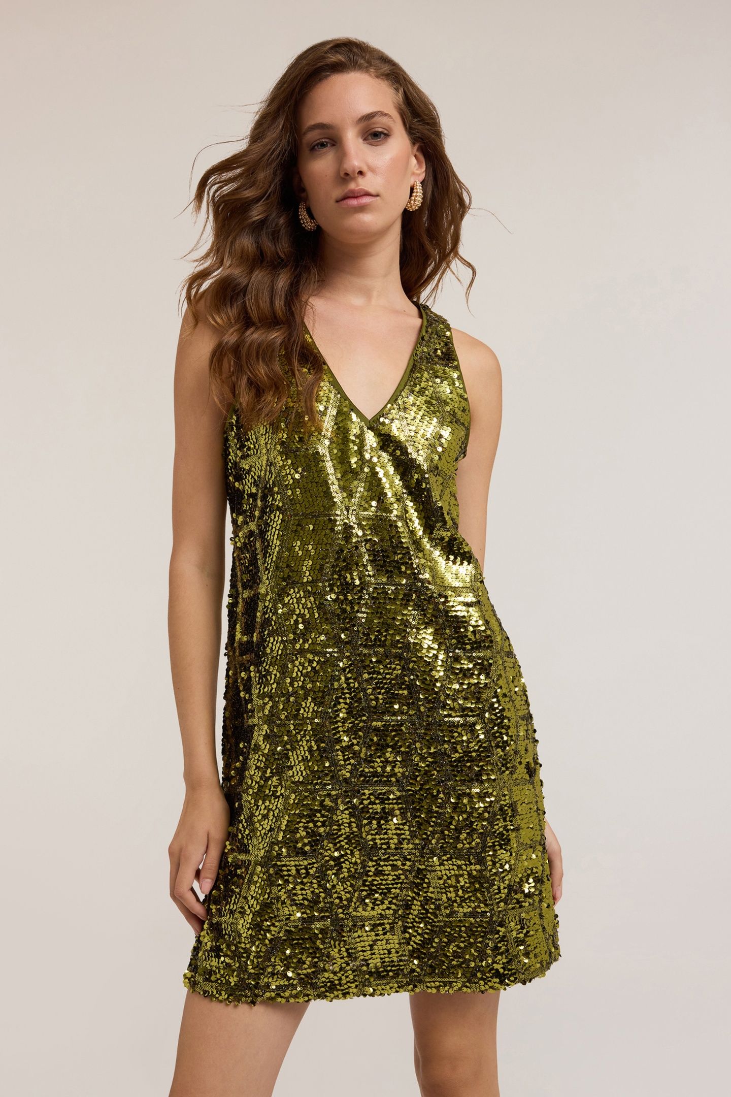 SEQUIN DRESS WITH GEOMETRIC DESIGN GREEN 3
