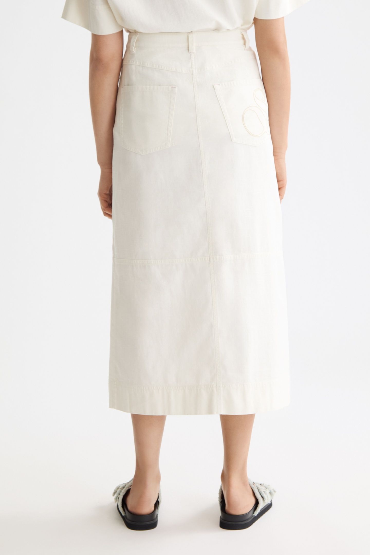 WORKWEAR MIDI SKIRT WITH FRONT SLIT EGGNOG 4