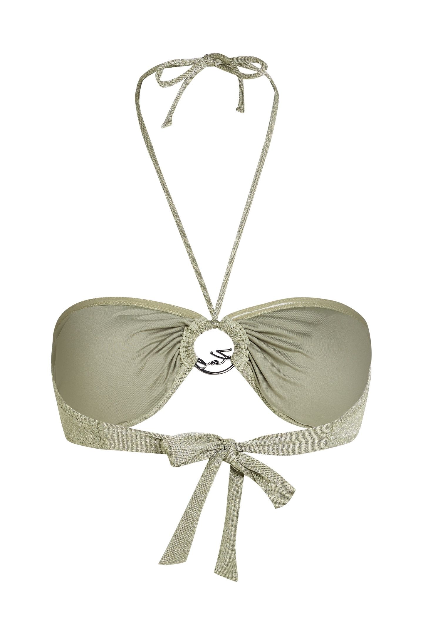 KARL DNA RING HALTER BANDEAU OIL GREEN LUREX 6