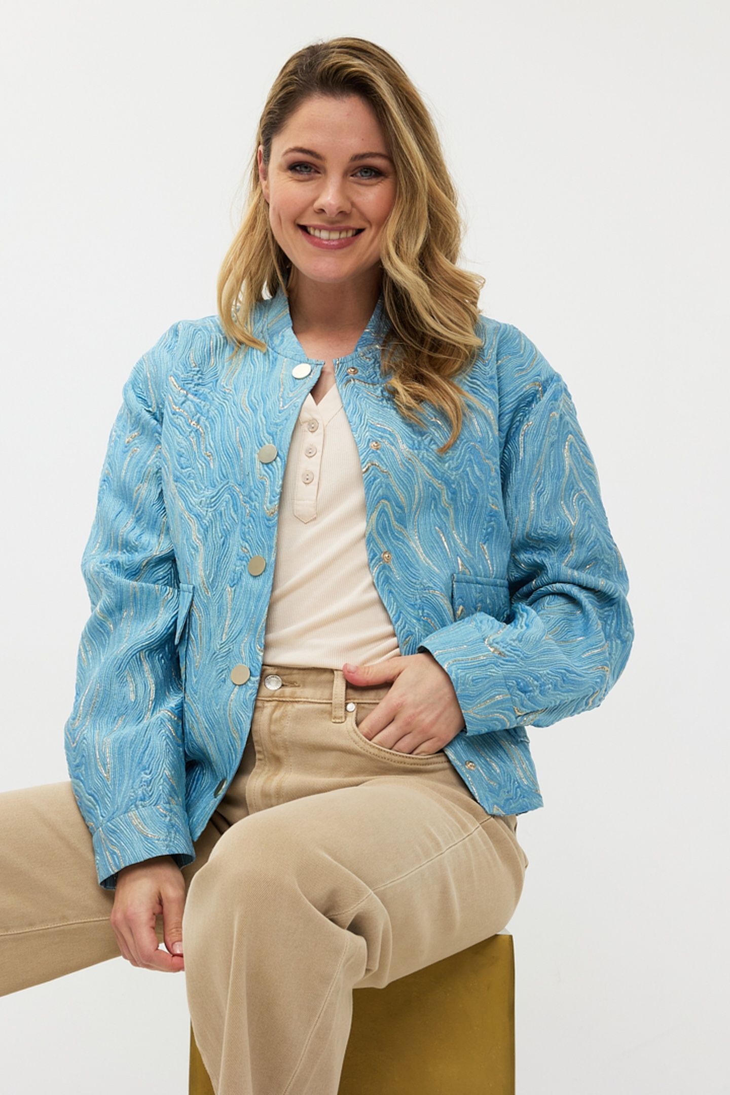 JACKET BOMBER JACQUARD BLUE 1