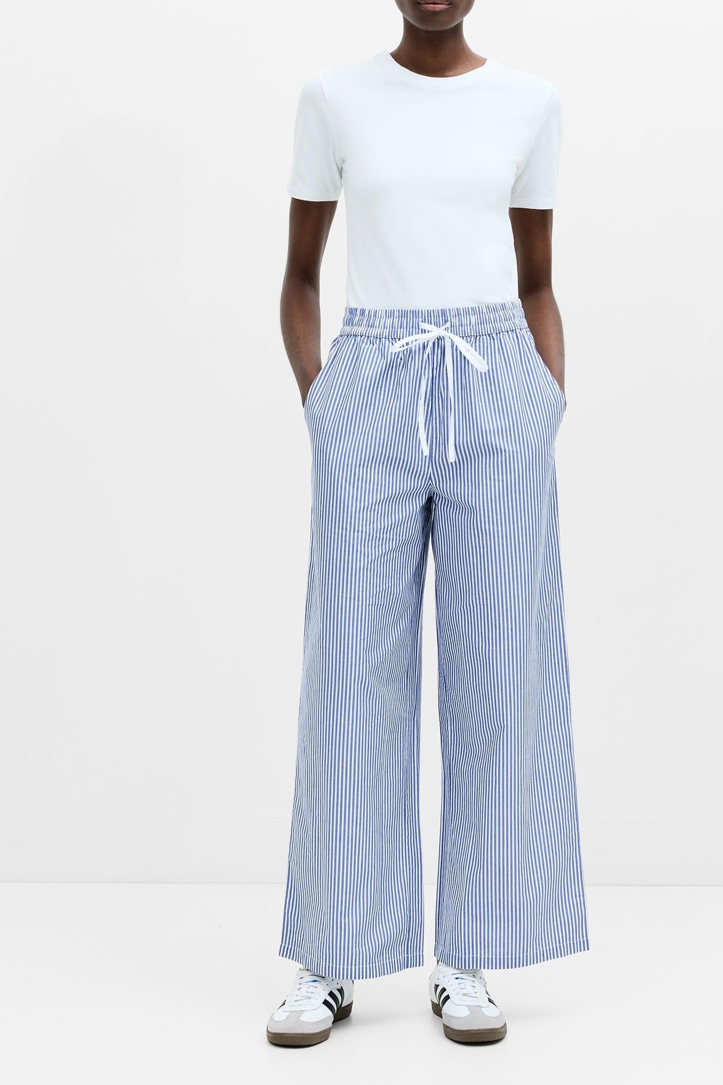 STRIPE POPLIN PALAZZO TROUSER BLUE/WHITE STRIPE 1
